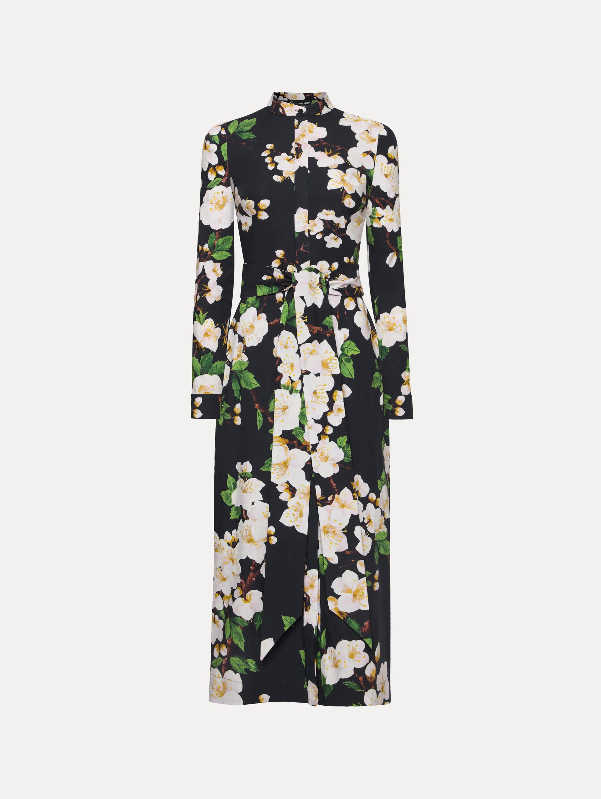 Cherry Blossom Floral Print Cotton Poplin Pencil Dress for Women - Elegant Office & Spring Wedding Guest Outfit