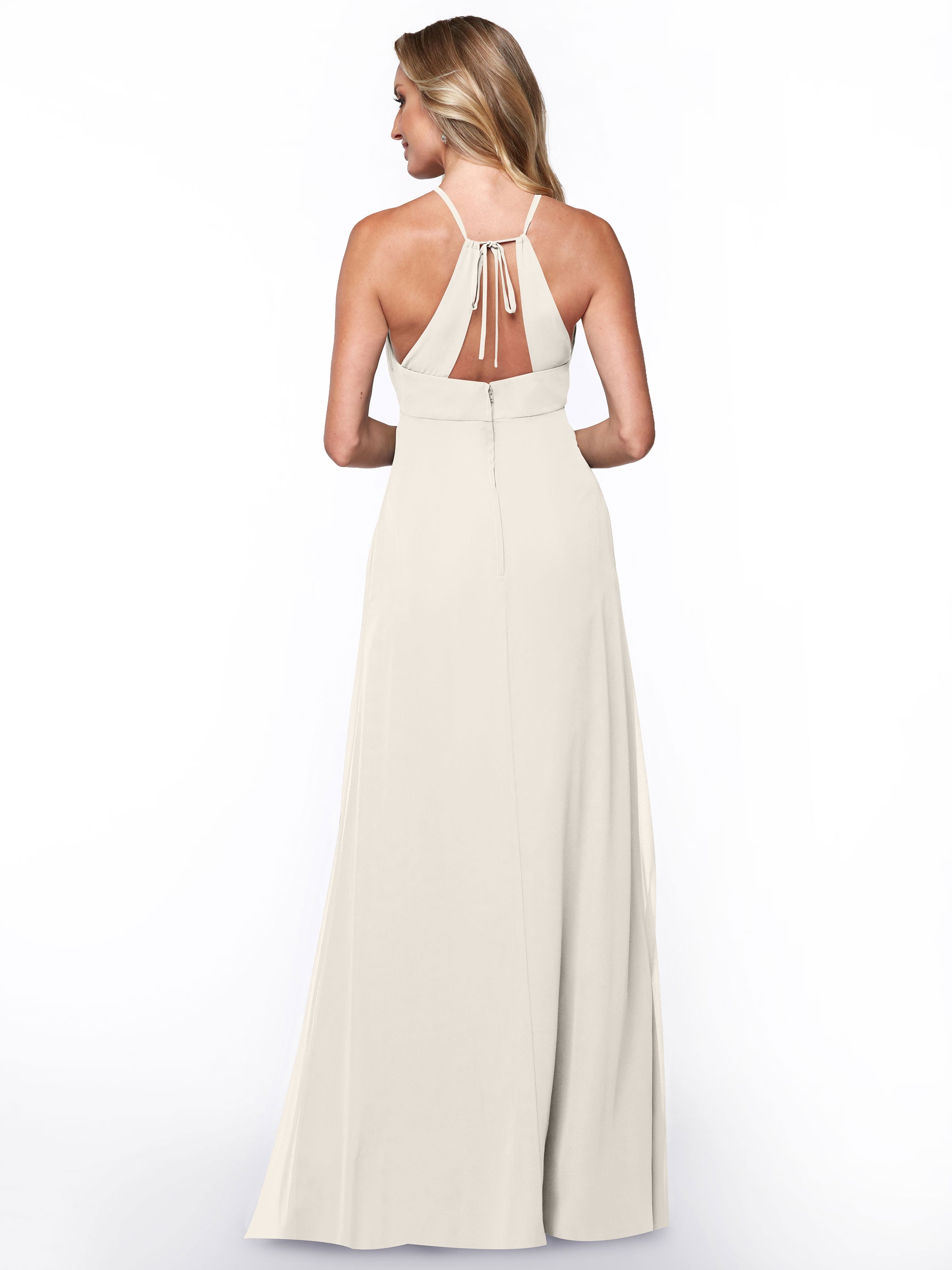 Elegant A-Line Chiffon Bridesmaid Dress with Keyhole Halter Neckline - Perfect for Weddings, Formal Events & Special Occasions