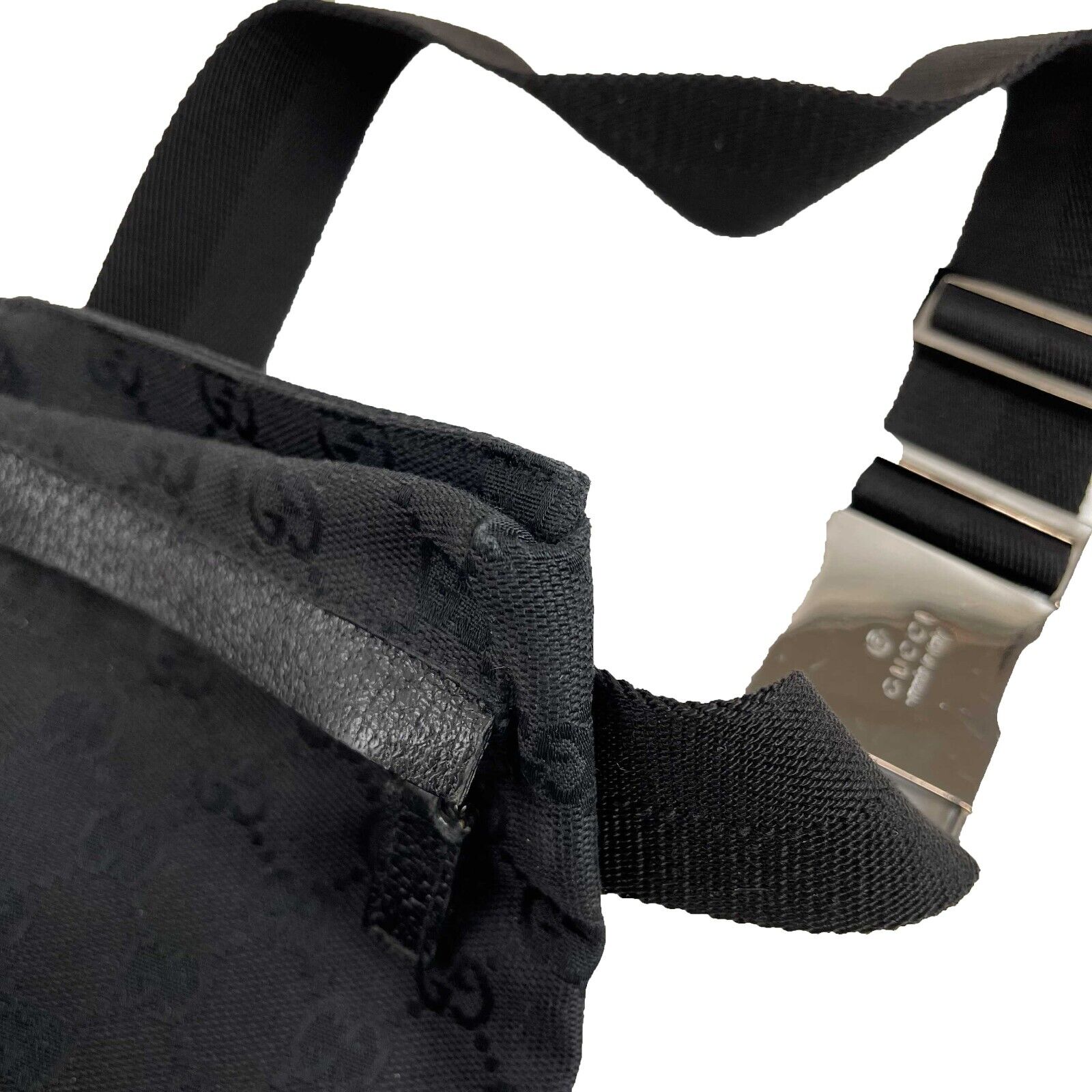 Gucci GG Monogram Double Pocket Belt Bum Bag Black - Stylish Waist Pack for Travel, Concerts & Everyday Use