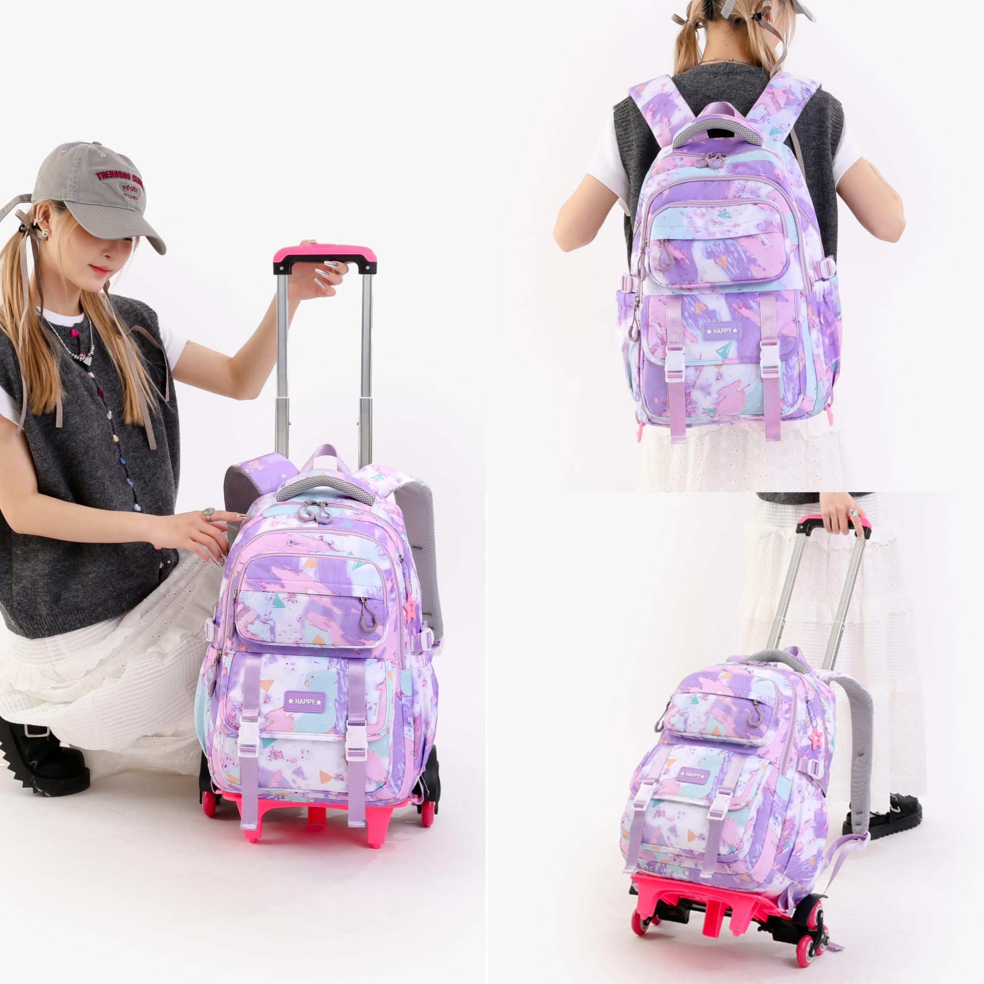 Kids Rolling Backpack for School - Lightweight Wheeled Bookbag with Extendable Handle for Girls & Boys, Perfect for Elementary Students | Great for Travel, Daily Commute & Classroom Use