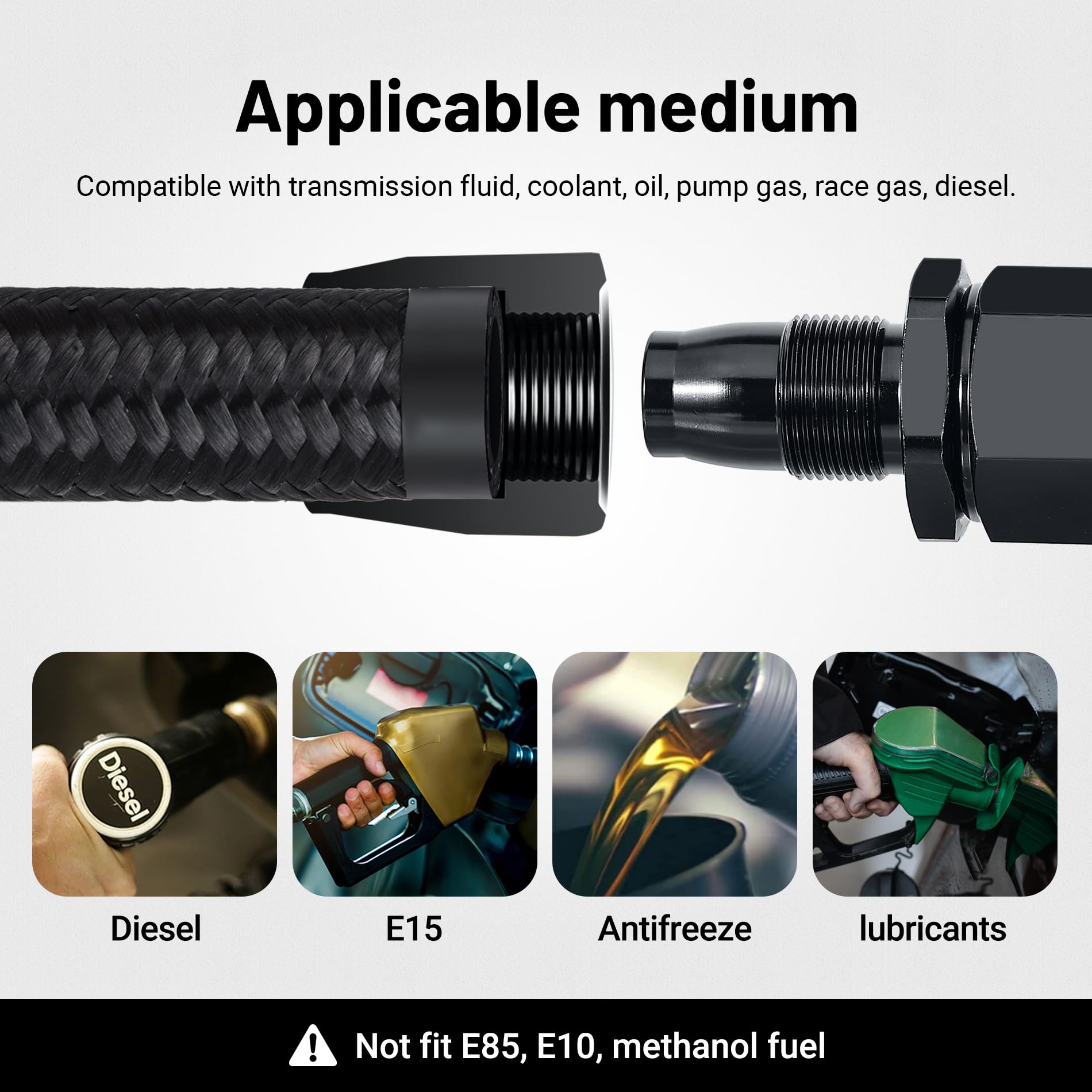 EVIL ENERGY AN10 Braided Fuel Hose - 5FT High Performance Nylon CPE Fuel Line - Black - Compatible with Racing, Off-Road & Performance Vehicles