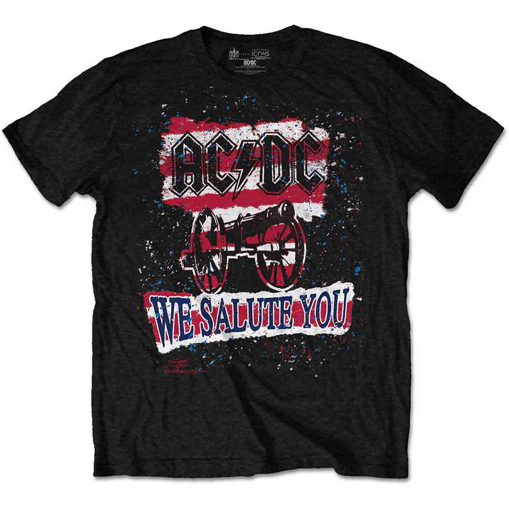 AC/DC Band T-Shirt - We Salute You Striped Graphic Tee | Vintage Rock Music Merch for Concerts & Casual Wear