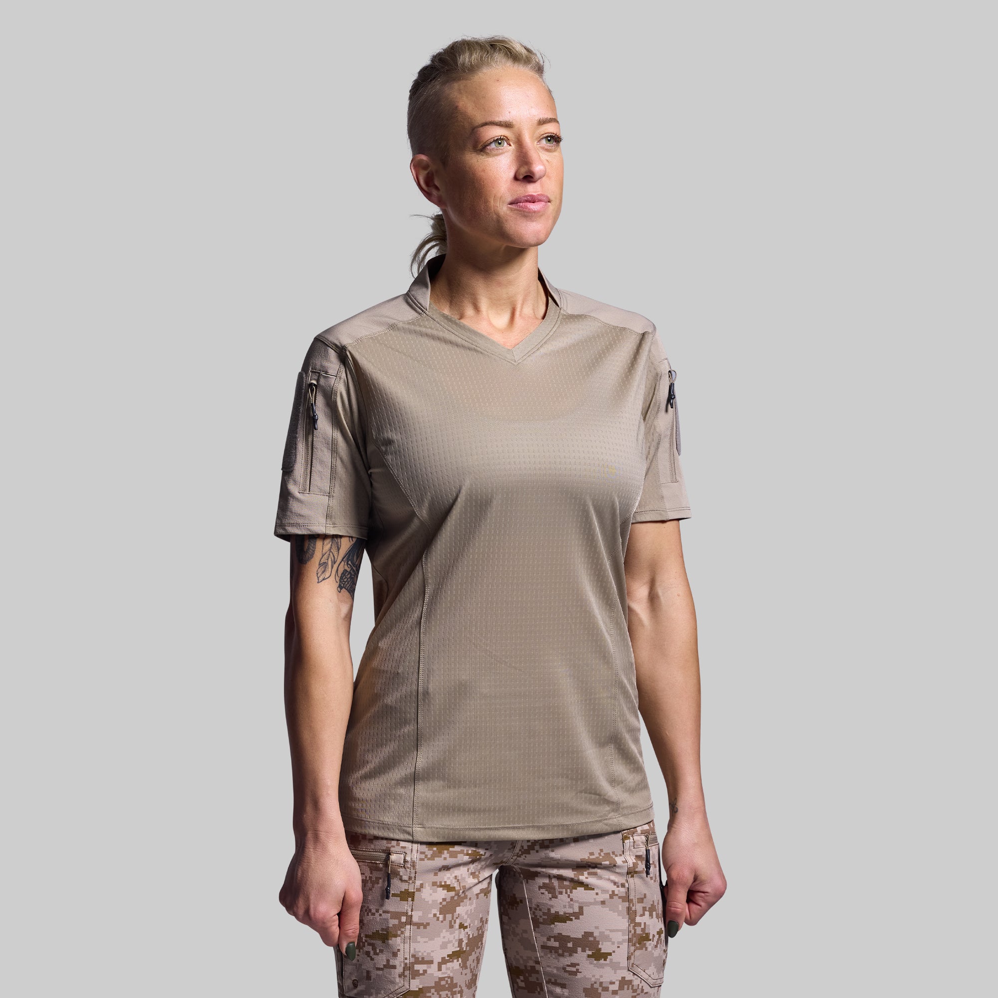 Women's Op Top Pro - Desert Tan | Lightweight & Breathable Activewear for Running, Yoga & Outdoor Workouts