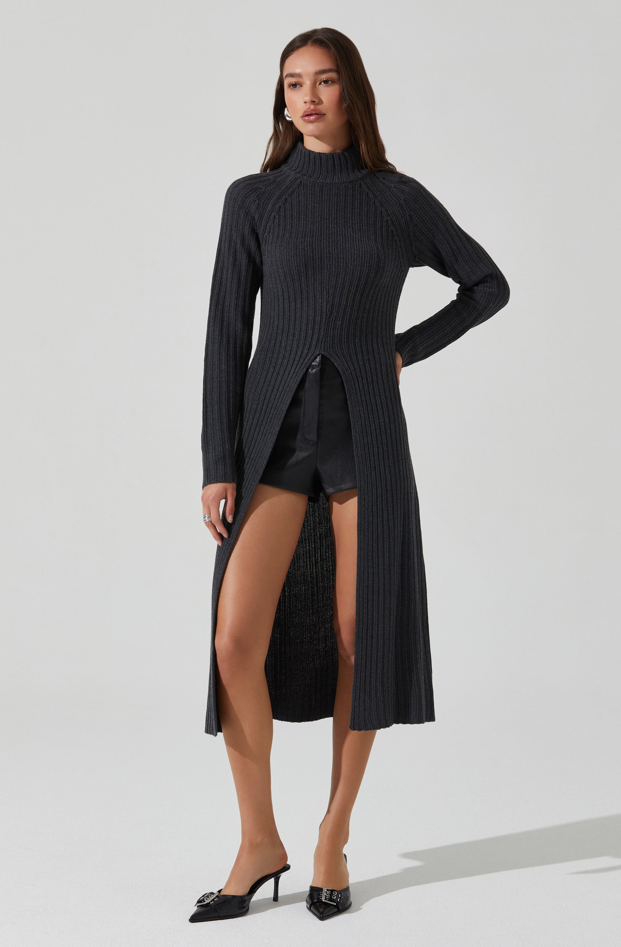 Stylish Mock Neck Slit Sweater for Women | Trendy Knit Pullover | Perfect for Fall Layering & Casual Outfits