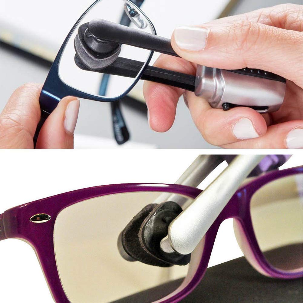 Symina 2 Pack Premium Lens Cleaning Kit - Carbon Fiber Microfiber Glasses Cleaner Cloth & Soft Brush for Eyeglasses, Sunglasses, Cameras, and Screens - Perfect for Home, Office, and Travel Use