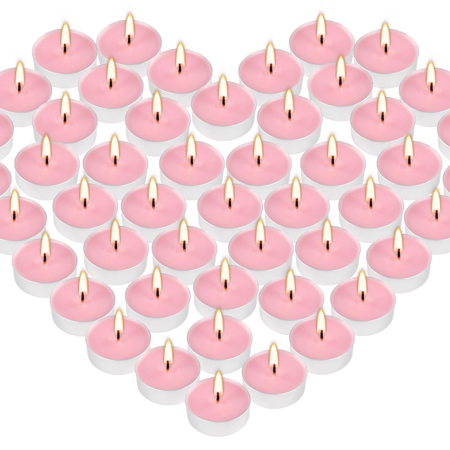 Pink Unscented Tealight Candles 100 Pack - 4-Hour Burn for Weddings, Valentine's Day & Parties