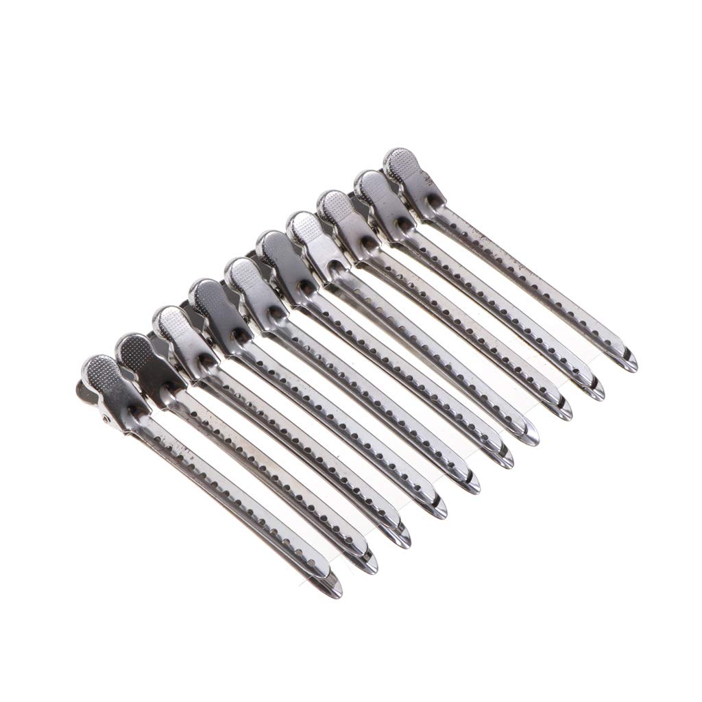 LOSA 10-Pack Metal Hair Sectioning Clips with Strong Spring Grip - Professional Hairdressing Clips for Styling, Cutting & Coloring (Silver) - Perfect for Salon, Home Use & DIY Hairstyling