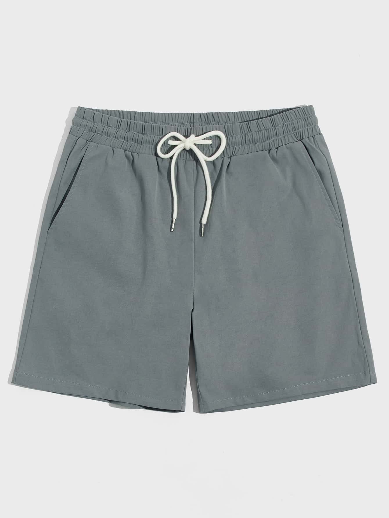 HDZWW Men's Casual Shorts with Slant Pockets & Drawstring Waist - Solid Color Summer Beach Shorts (Grey, Size M) - Perfect for Outdoor Activities, Gym, Travel & Relaxation