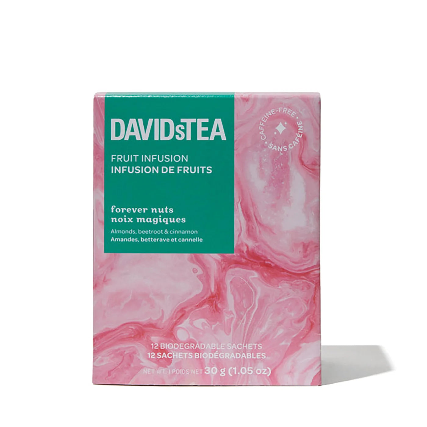 DavidsTea Forever Nuts Herbal Tea Bags - 12 Pack | Caffeine-Free Fruit Infusion | Perfect for Relaxation & Afternoon Tea Time