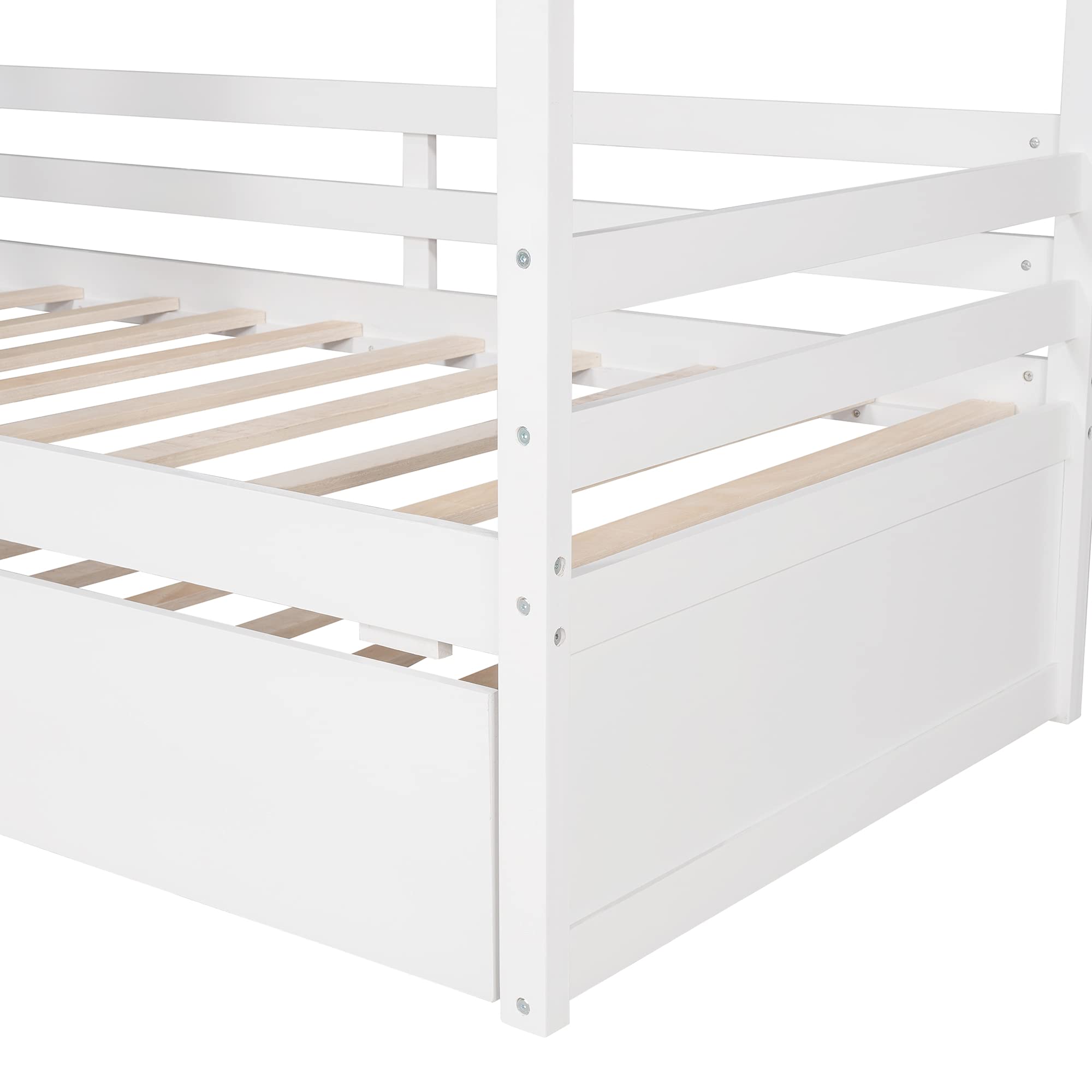 Harper & Bright Designs Twin House Bed for Kids - White Twin Daybed with Trundle, Playhouse Bed Frame with Roof & Windows - Perfect for Bedrooms, Playrooms & Kids' Decor (Twin Size)