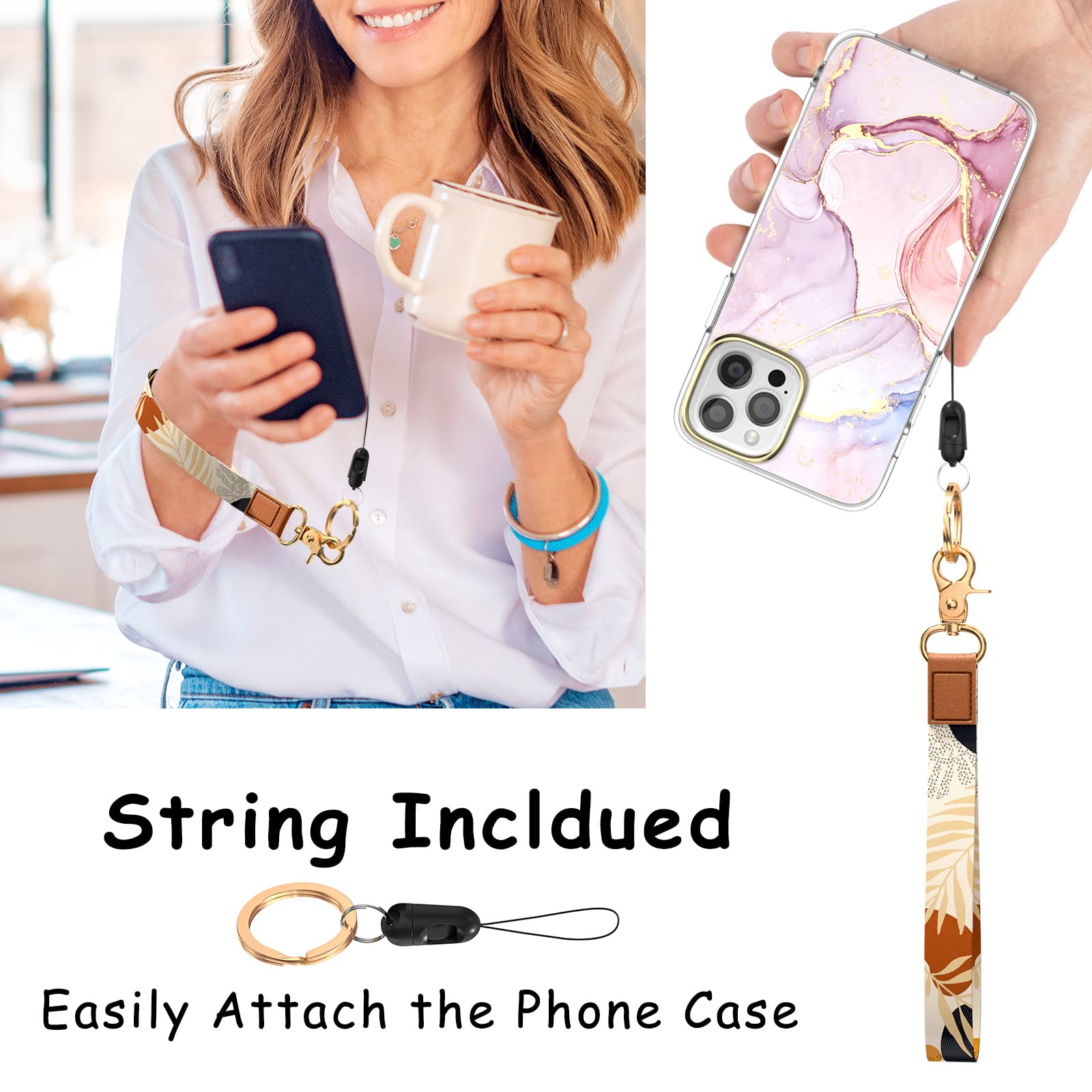 Stylish Wrist Lanyard Keychain for Women & Men - Secure Holder for Car Keys, ID Badges, Cards, Wallet & Phone - Perfect for Work, Travel, Gym & Outdoor Activities
