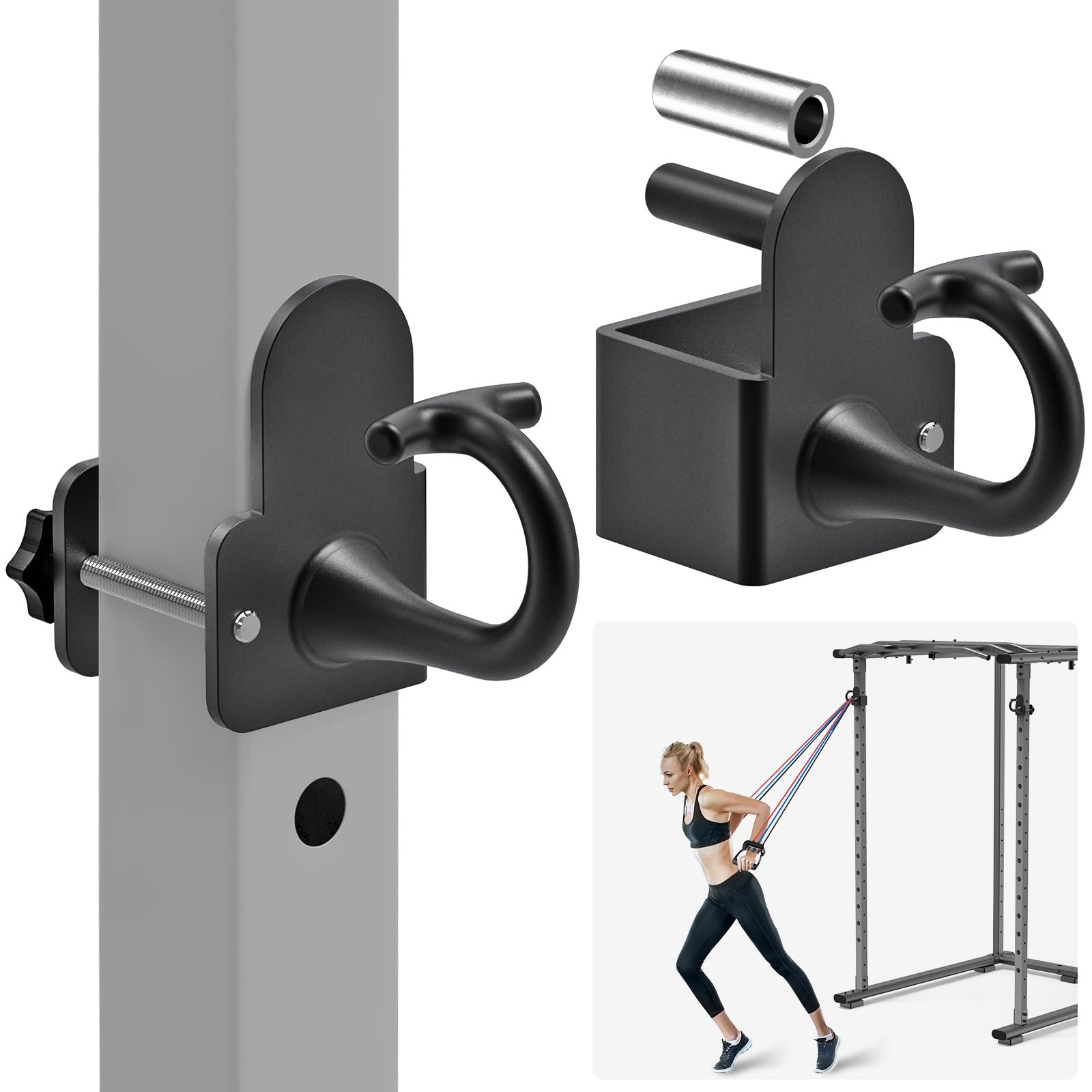 Kipika Heavy Duty Power Cage Squat Rack Accessories - 2 Pack Gym Hooks for Resistance Bands, Compatible with 5/8