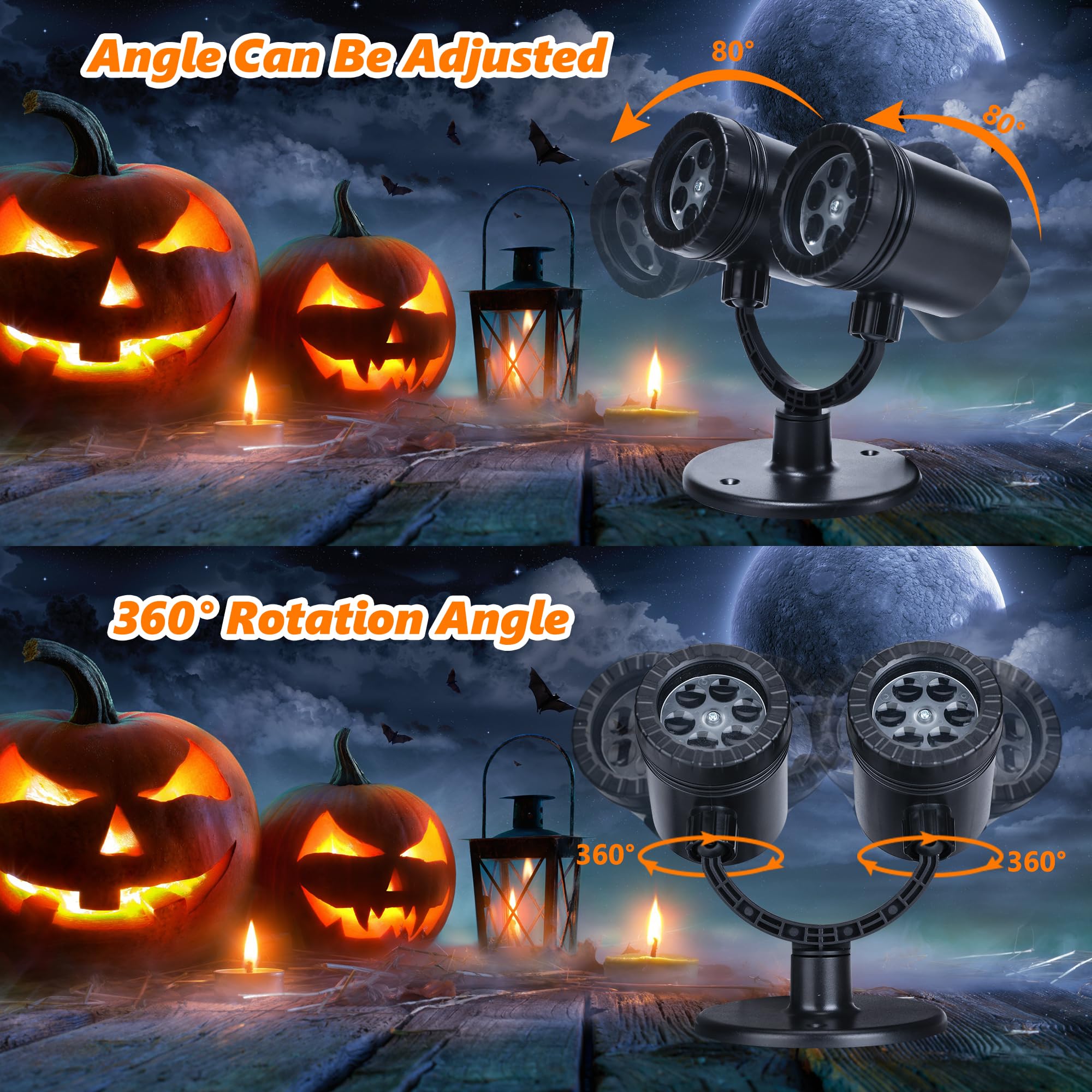 Toodour Double Head Halloween Projector Lights Outdoor - Dynamic Waterproof Devil Face Projector with Timer for Home, Window, Wall - Perfect for Halloween Decorations, Parties, and Haunted House Themes
