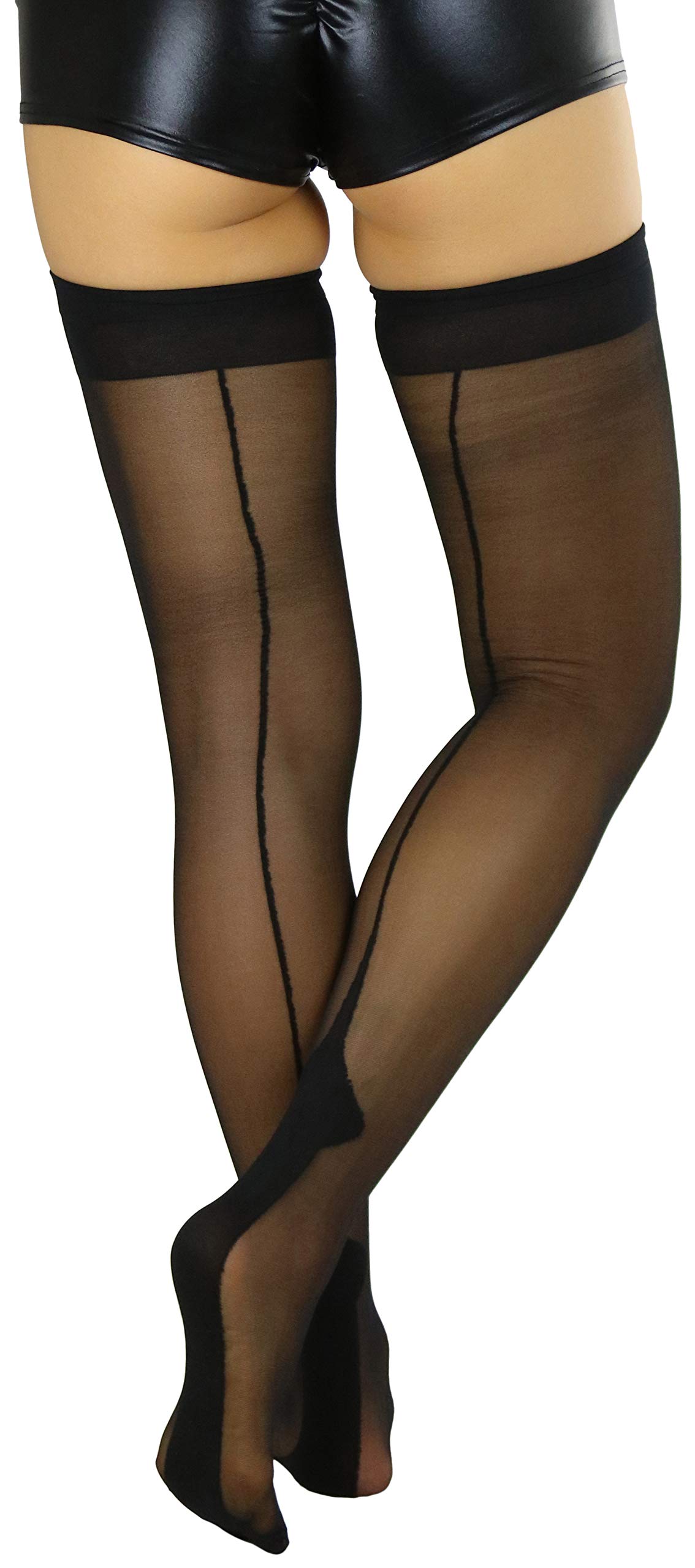 ToBeInStyle Nylon Two-Toned Cuban Heel Closed-Toe Stockings for Women - Vintage Style Hosiery for Evening Dresses, Date Nights & Special Occasions