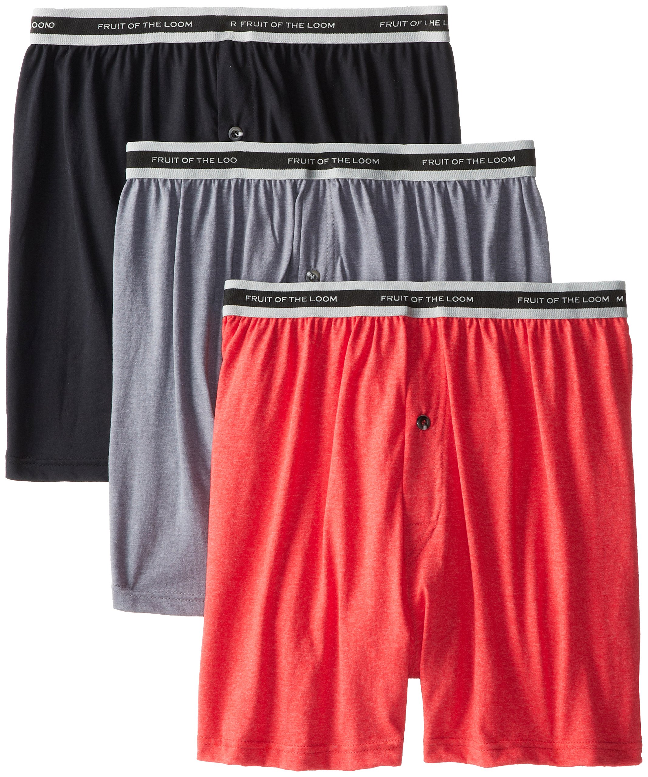 Fruit of the Loom Men's Sure Fit Knit Boxer Briefs (3-Pack) - Soft Cotton Underwear for Everyday Comfort, Workout & Lounge