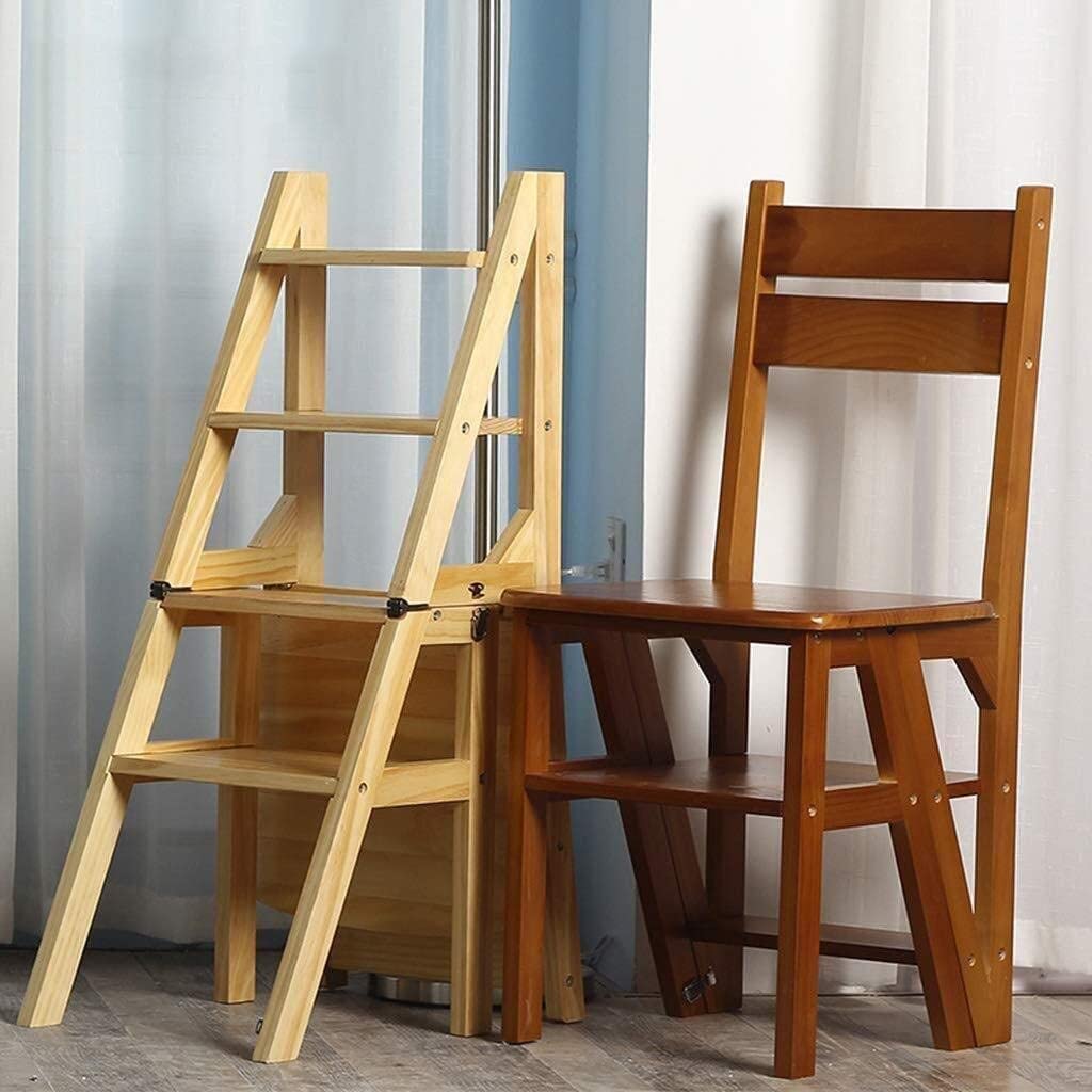 OKUOKA 4-Step Wooden Folding Step Stool for Kitchen, Home & Indoor Use - Multifunctional Ladder Stool for Kids & Adults, Flower Stand, Storage Shelf - Compact & Space-Saving Design for Easy Climbing & Reaching