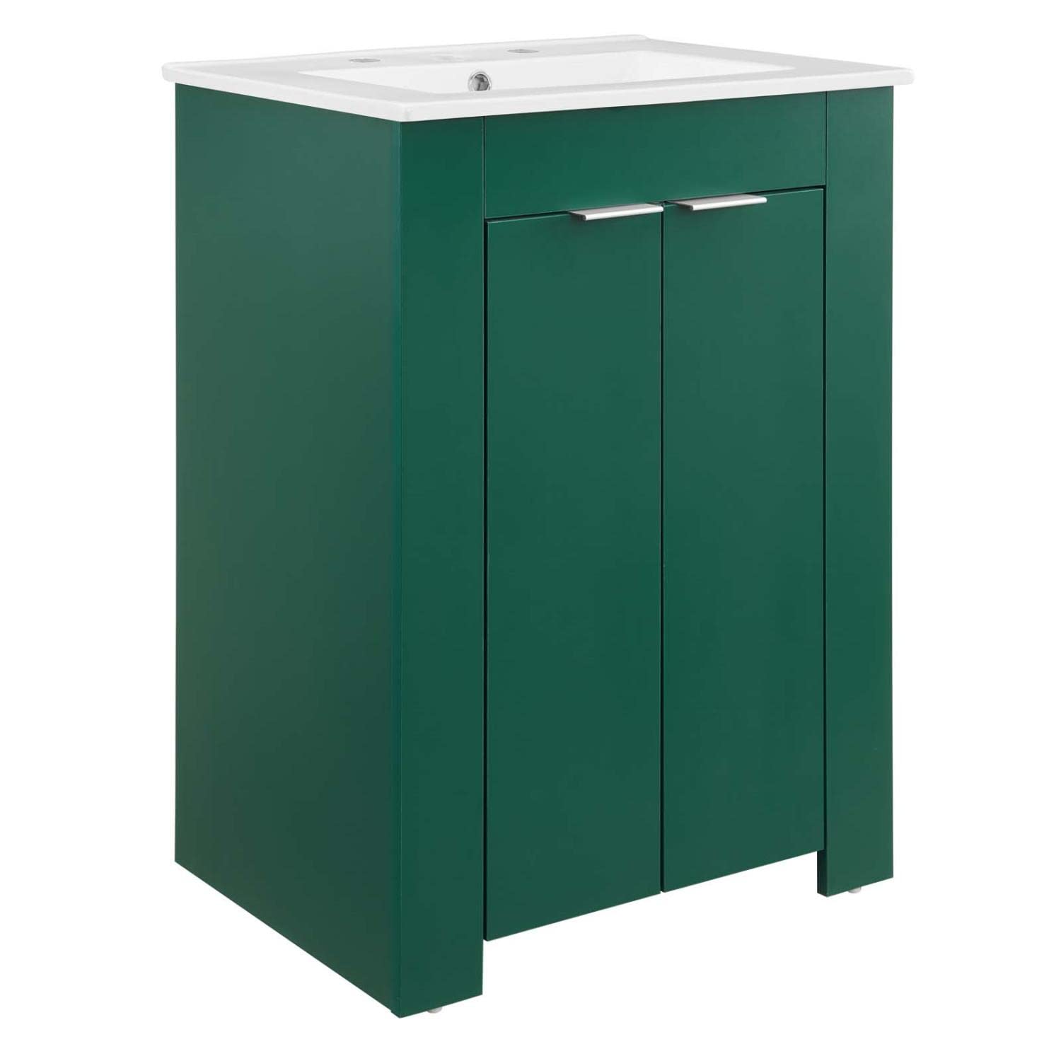 Modway Maybelle 24-Inch Bathroom Vanity with Sink - Green & White Finish for Modern Powder Rooms & Small Bathrooms