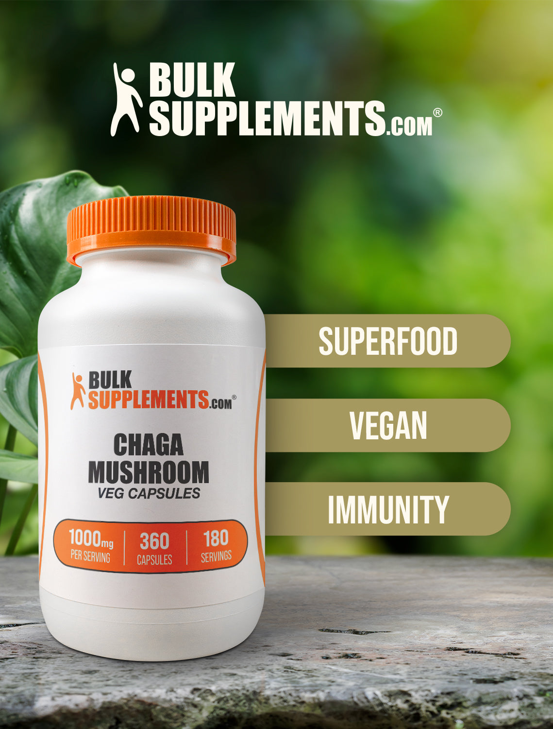 Organic Chaga Mushroom Extract Capsules 1000mg - Immune Support & Antioxidant Boost - Vegan, Non-GMO - for Energy, Wellness & Daily Health - Perfect for Tea, Smoothies & Supplement Routine