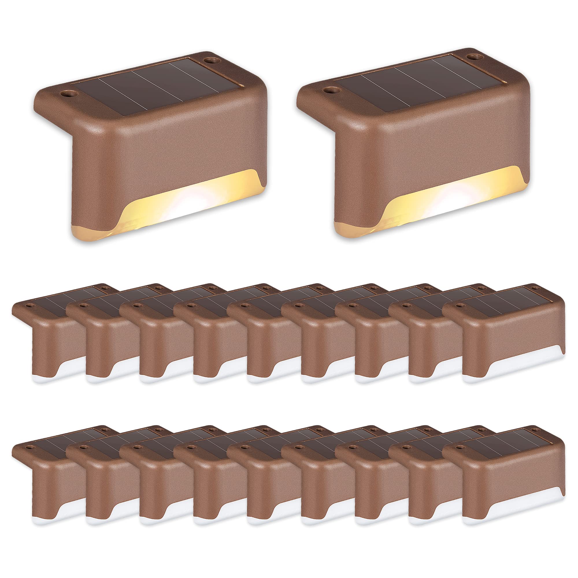 SOLPEX 36 Pack Solar Deck Lights - Waterproof Outdoor Solar Step Lights for Stairs, Fence & Yard (Warm White) - Perfect for Patio & Pathway Lighting