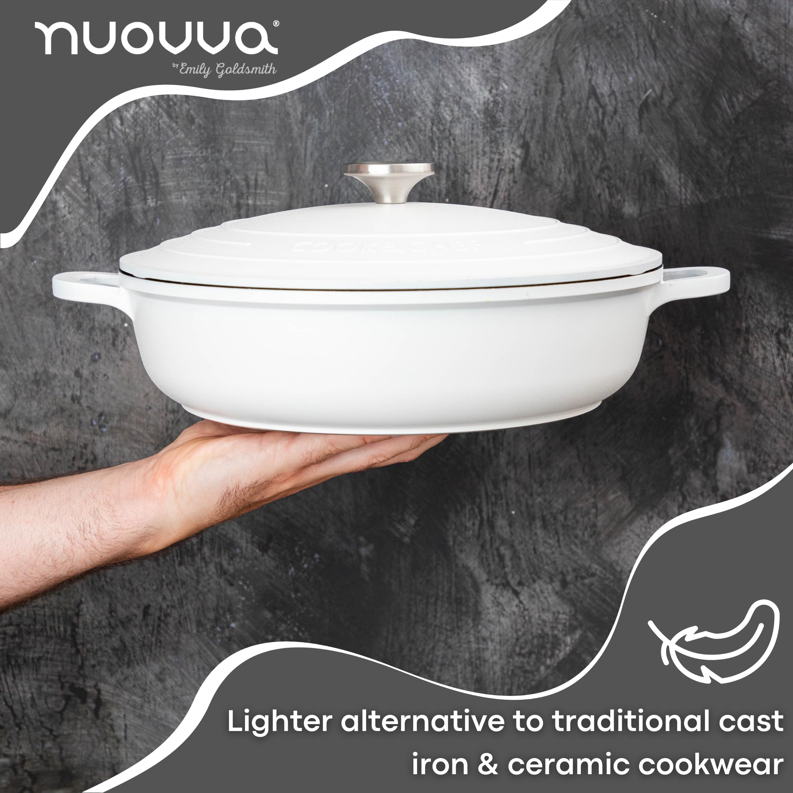 **Nuovva 4-Quart Dutch Oven with Lid – Non-Stick Cast Aluminum Pot for Sourdough Bread Baking, Oven & Stovetop Safe – 11 Inch Cream Stock Pot – Perfect for Artisan Bread, Stews & Slow Cooking**
