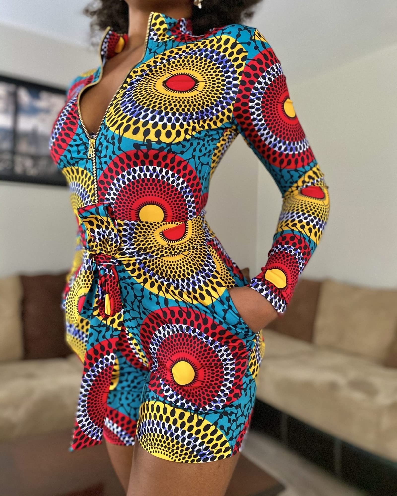 African Print Short Jumpsuit for Women - Stylish Summer Romper with Vibrant African Patterns - Perfect for Beach Vacations, Music Festivals & Cultural Events