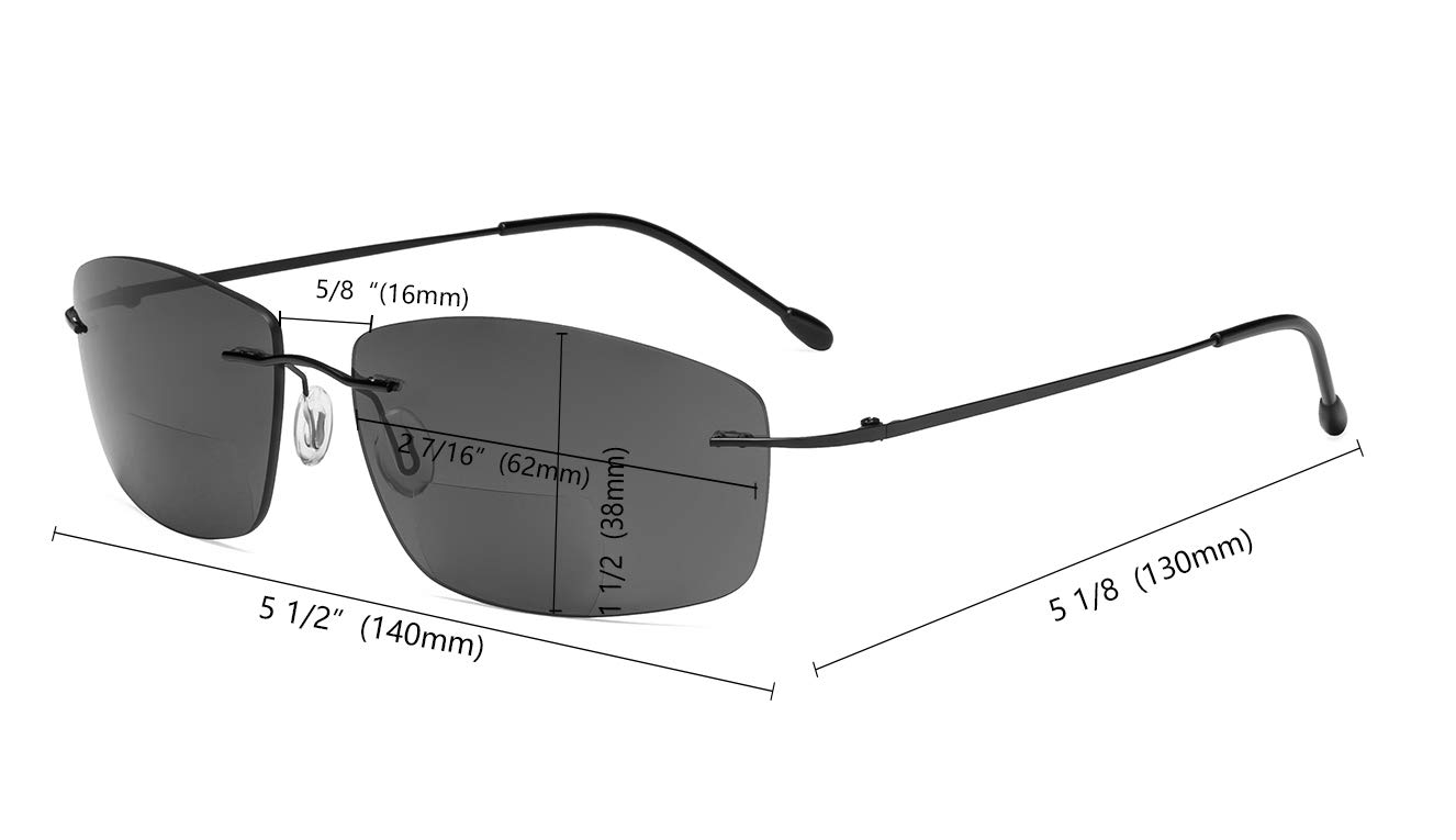 Eyekepper Frameless Bifocal Sunglasses for Women & Men - Lightweight Rimless Bifocal Readers with UV Protection - Perfect for Reading, Driving & Outdoor Activities in Sunlight