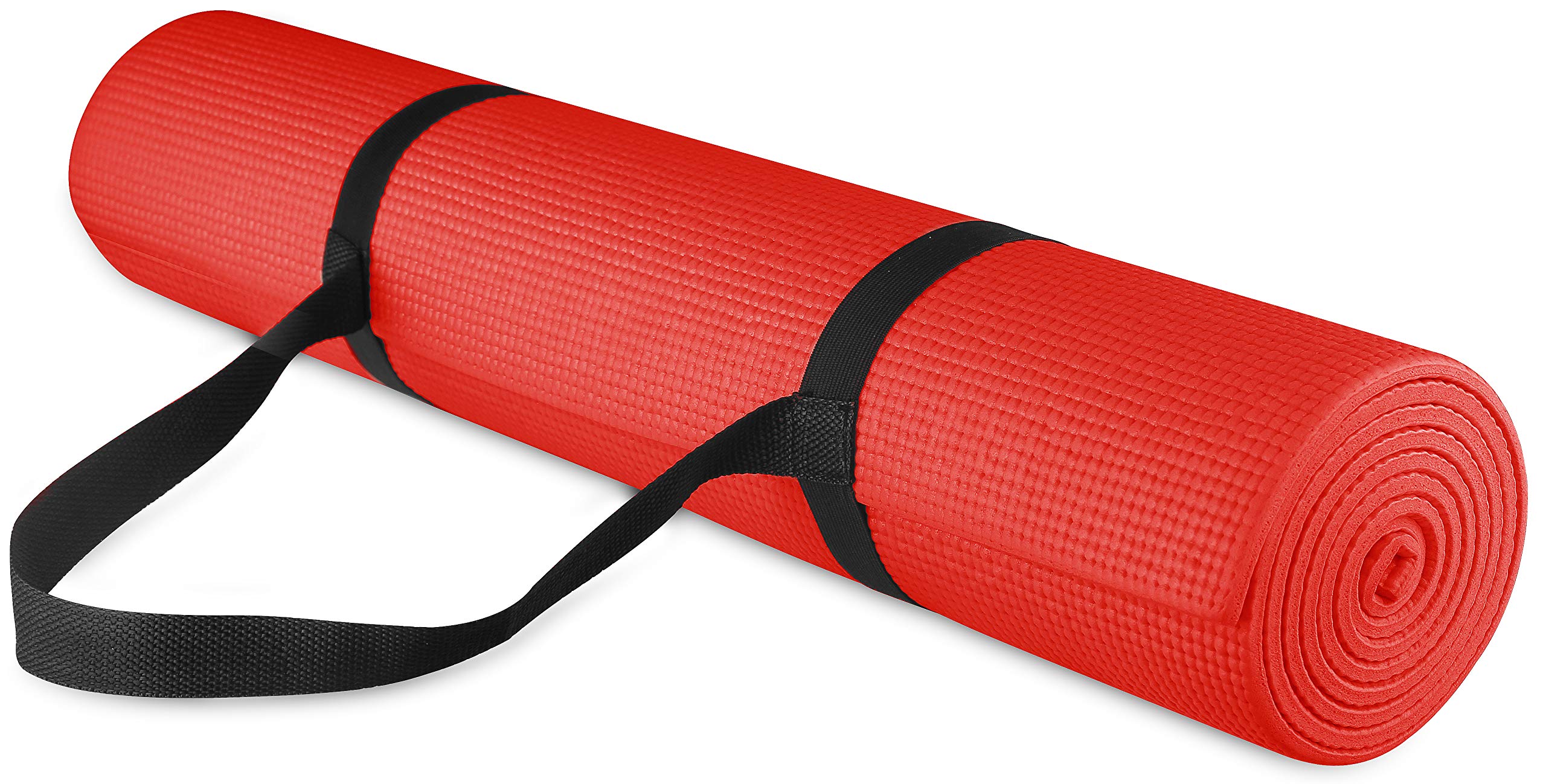 Premium 1/4-Inch Thick High-Density Non-Slip Yoga Mat with Carrying Strap - Anti-Tear, Eco-Friendly, Extra Cushioning for Home Workouts, Pilates & Gym Exercises - Multiple Colors Available