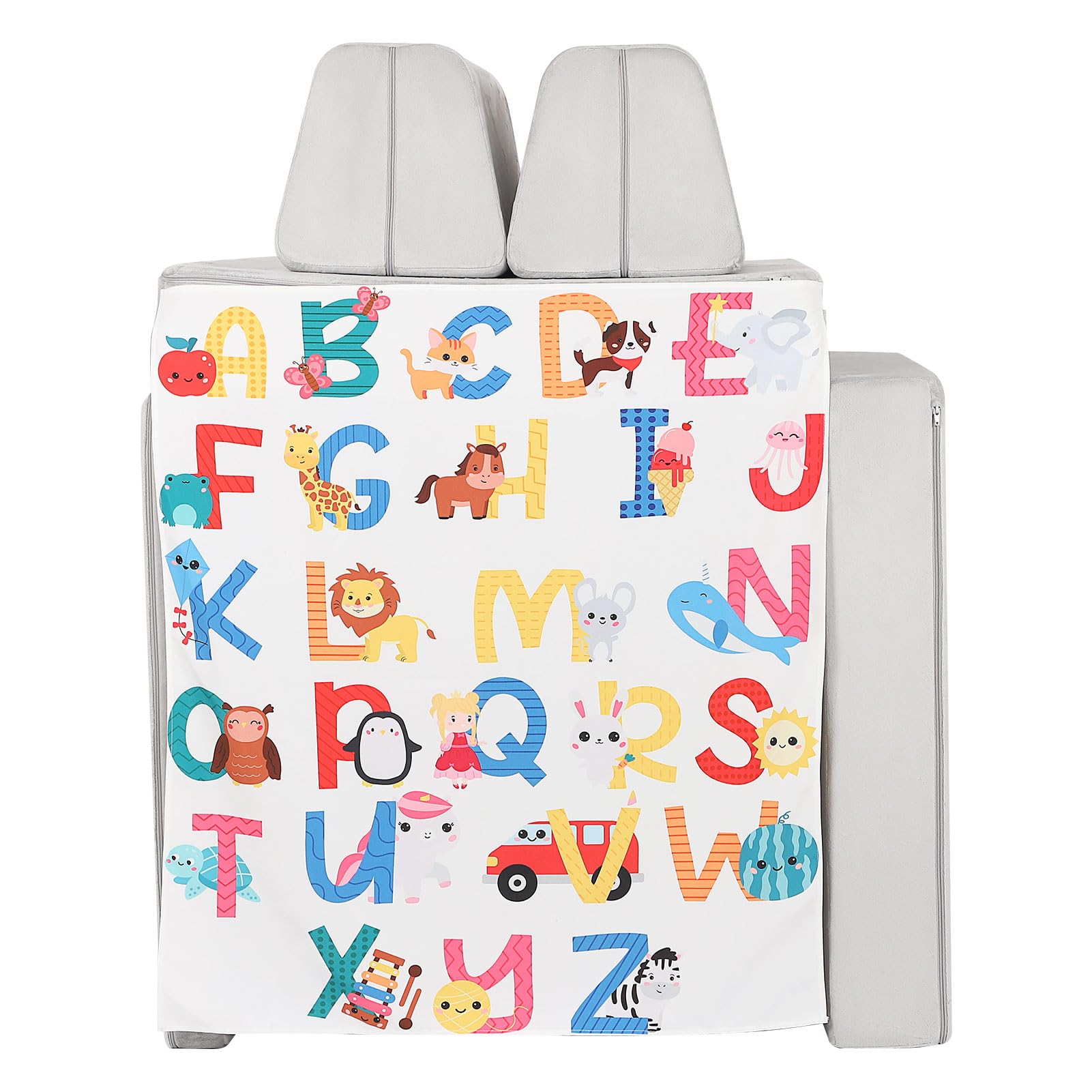 **Kids Foam Play Couch with ABC Play Panels – Soft, Safe & Fun Toddler Furniture for Playroom, Nursery, or Classroom**