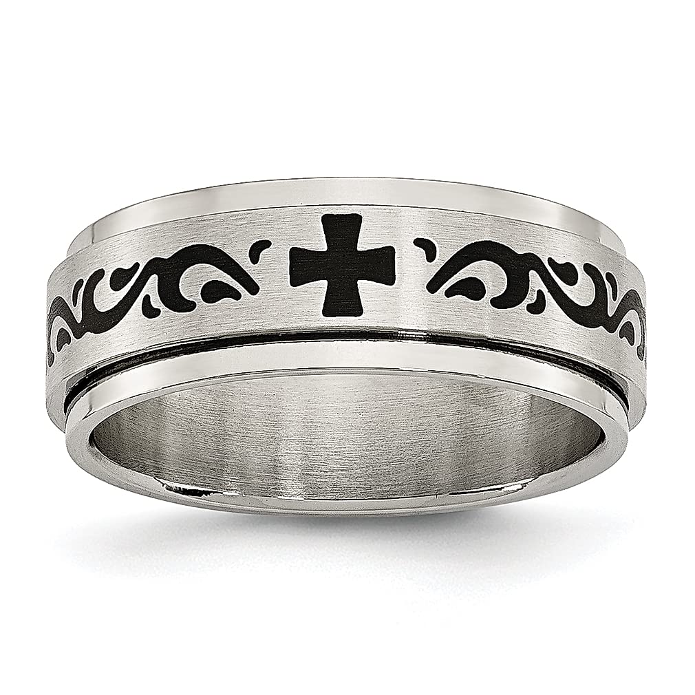 ICE CARATS 8mm Stainless Steel Brushed Enamel Rotating Swirl Wedding Band - Religious Fashion Jewelry for Women, Perfect Gift for Her - Ideal for Anniversaries, Engagements & Everyday Wear