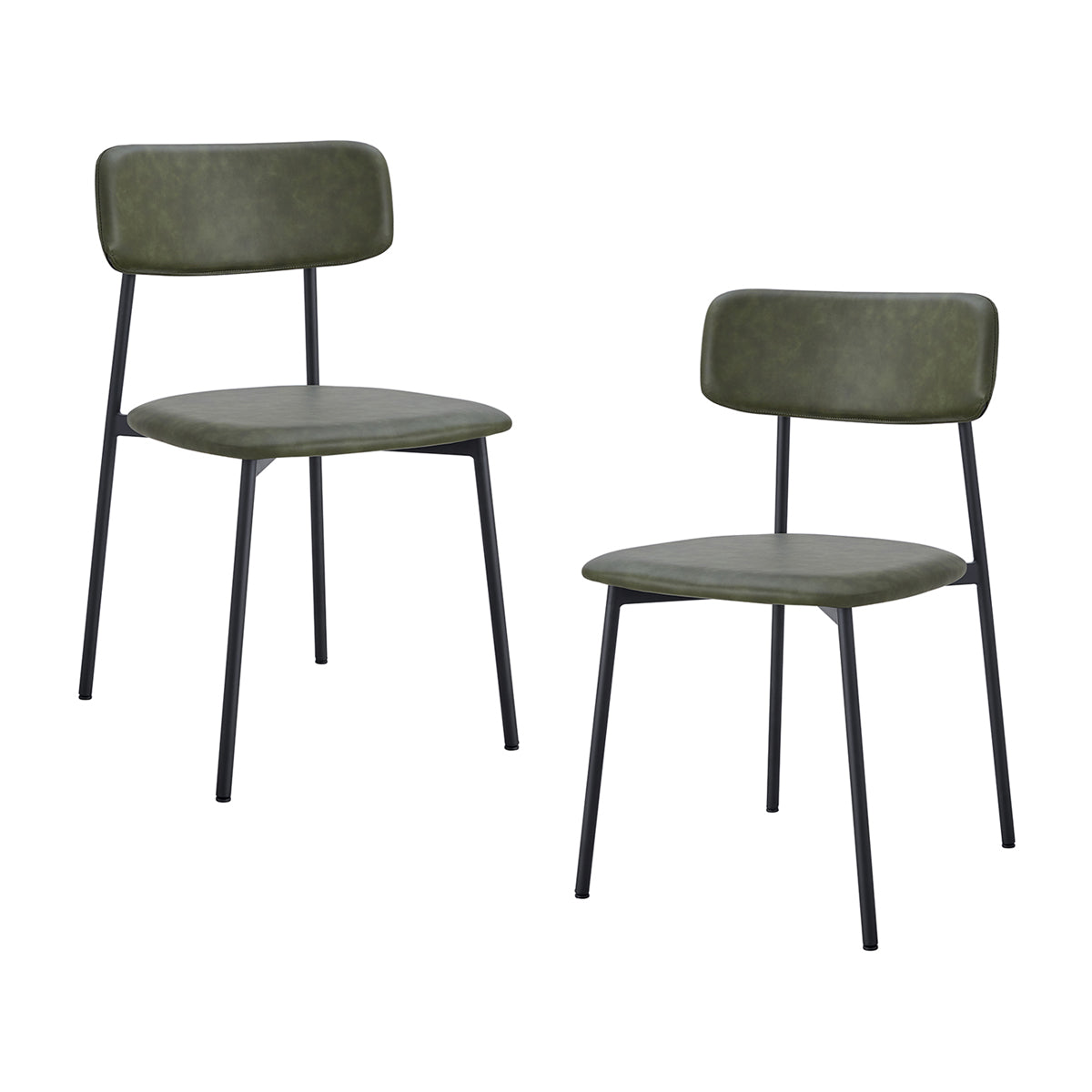 Bailey Leatherette Dining Chairs Set of 2 - Modern PU Leather Upholstered Side Chairs for Kitchen, Dining Room, or Office - Comfortable & Stylish Seating Solution