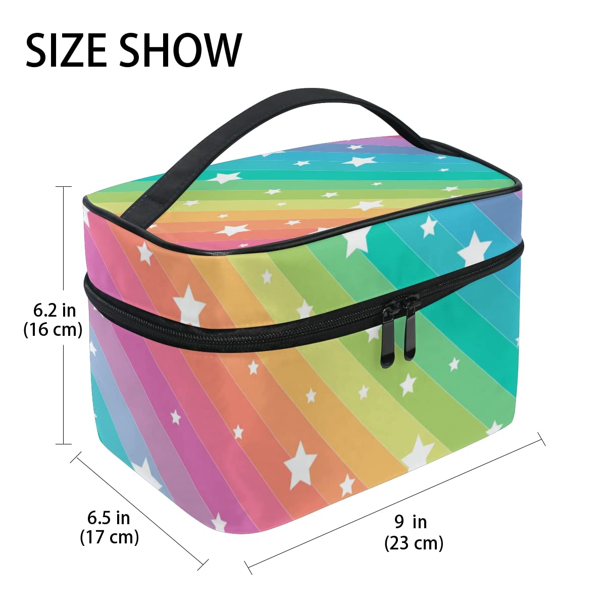 Rainbow Stars Makeup Bag for Women - Travel Cosmetic Organizer for Toiletries & Beauty Essentials