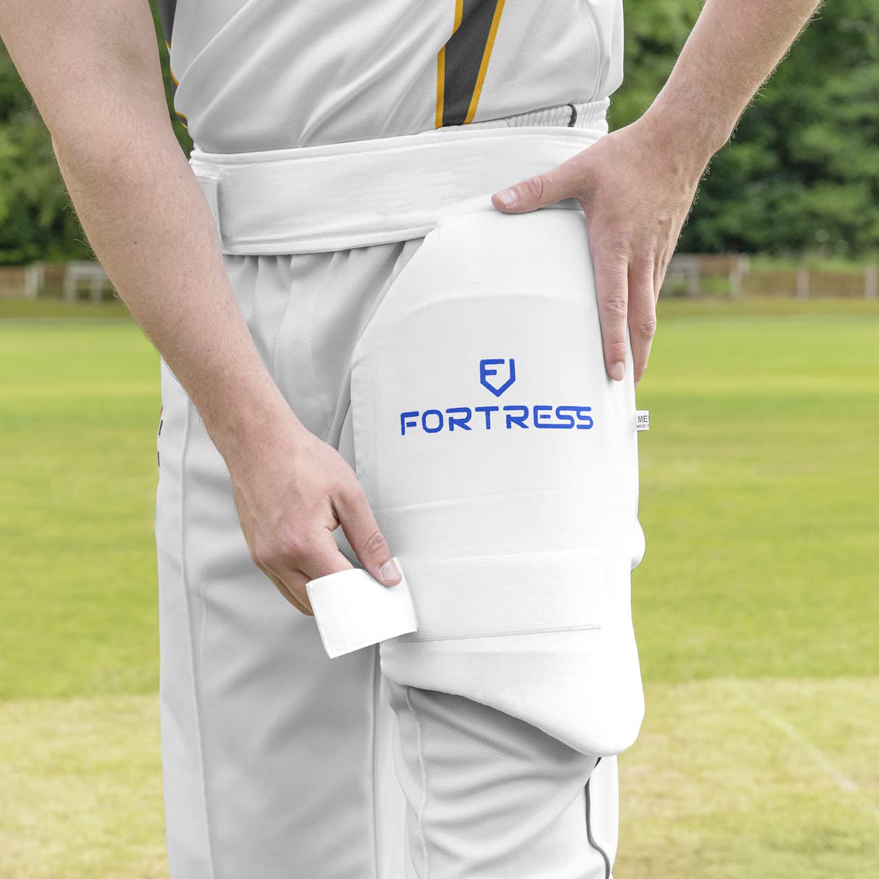 FORTRESS Cricket Thigh Pads - Protective Lower Body Guard for Batting [2 Sizes] | Perfect for Practice & Match Play