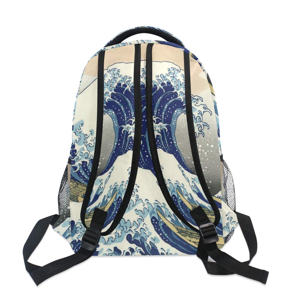 Premium WIHVE School Backpack - Great Wave Kanagawa Design Bookbag, Durable Travel Rucksack for Students & Commuters - Perfect for School, College, Work & Outdoor Adventures (One Size)