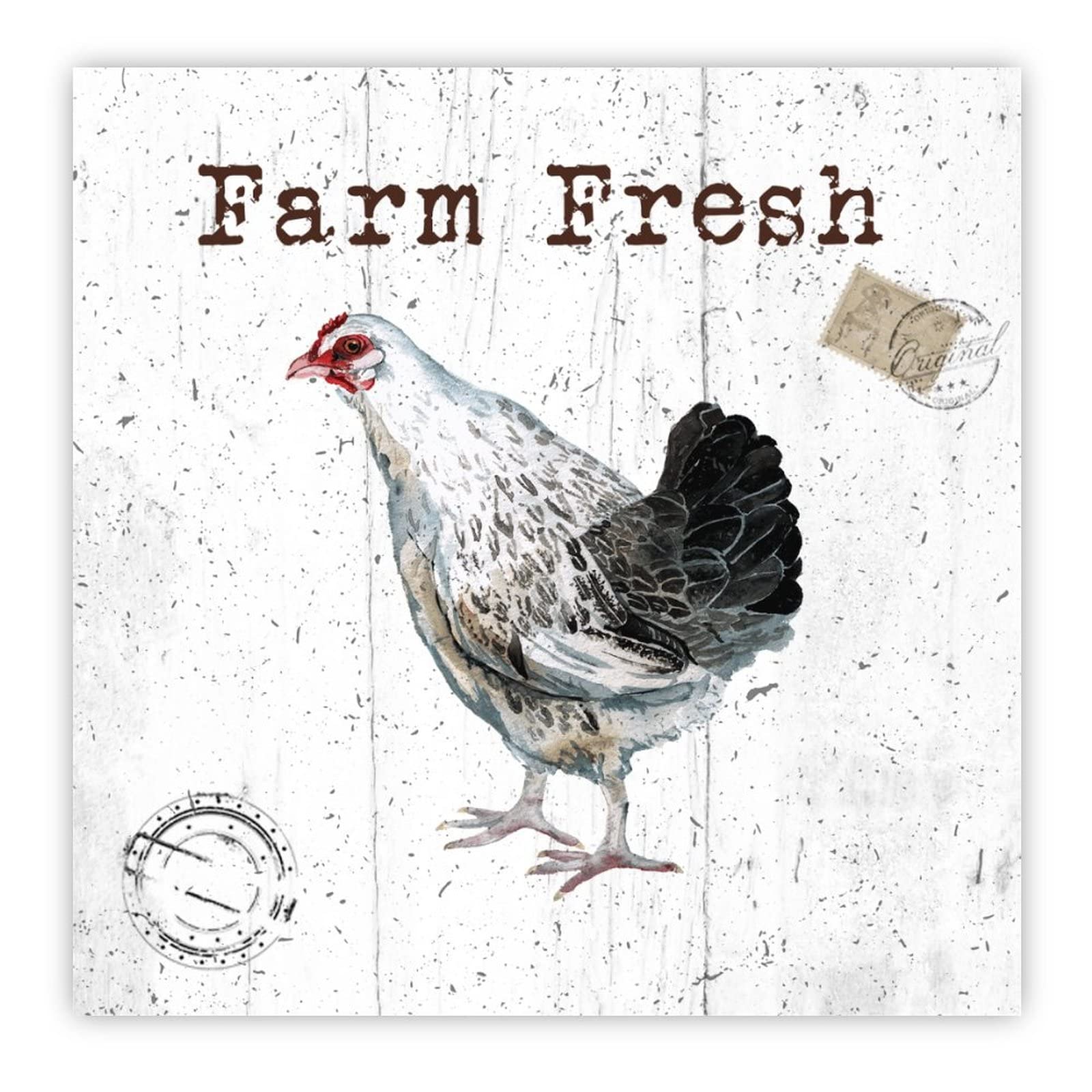 Farmhouse Decor - French Rooster Wooden Wall Sign | 12x12 Inch Rustic Chicken Art for Kitchen, Dining Room & Chicken Coop | Primitive Farmhouse Wall Decor | Perfect for Country Home, Cottage & Farmhouse Style Interiors