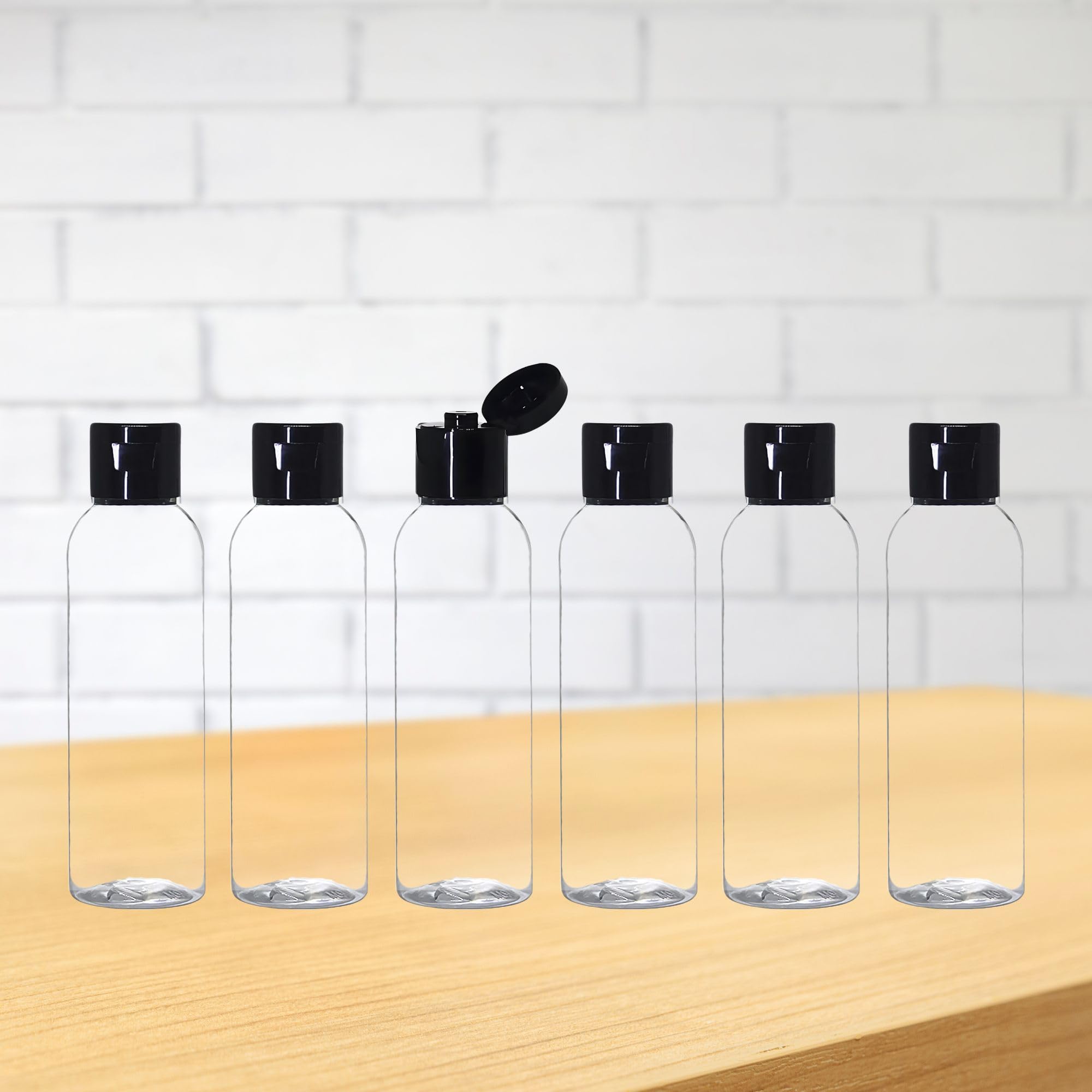 100ml Empty Clear Plastic Travel Bottles - 6 Pack Refillable Squeeze Containers with Black Flip Cap for Toiletries, Shampoo, Lotion & Cream | Perfect for Travel, Gym, Camping & Home Organization