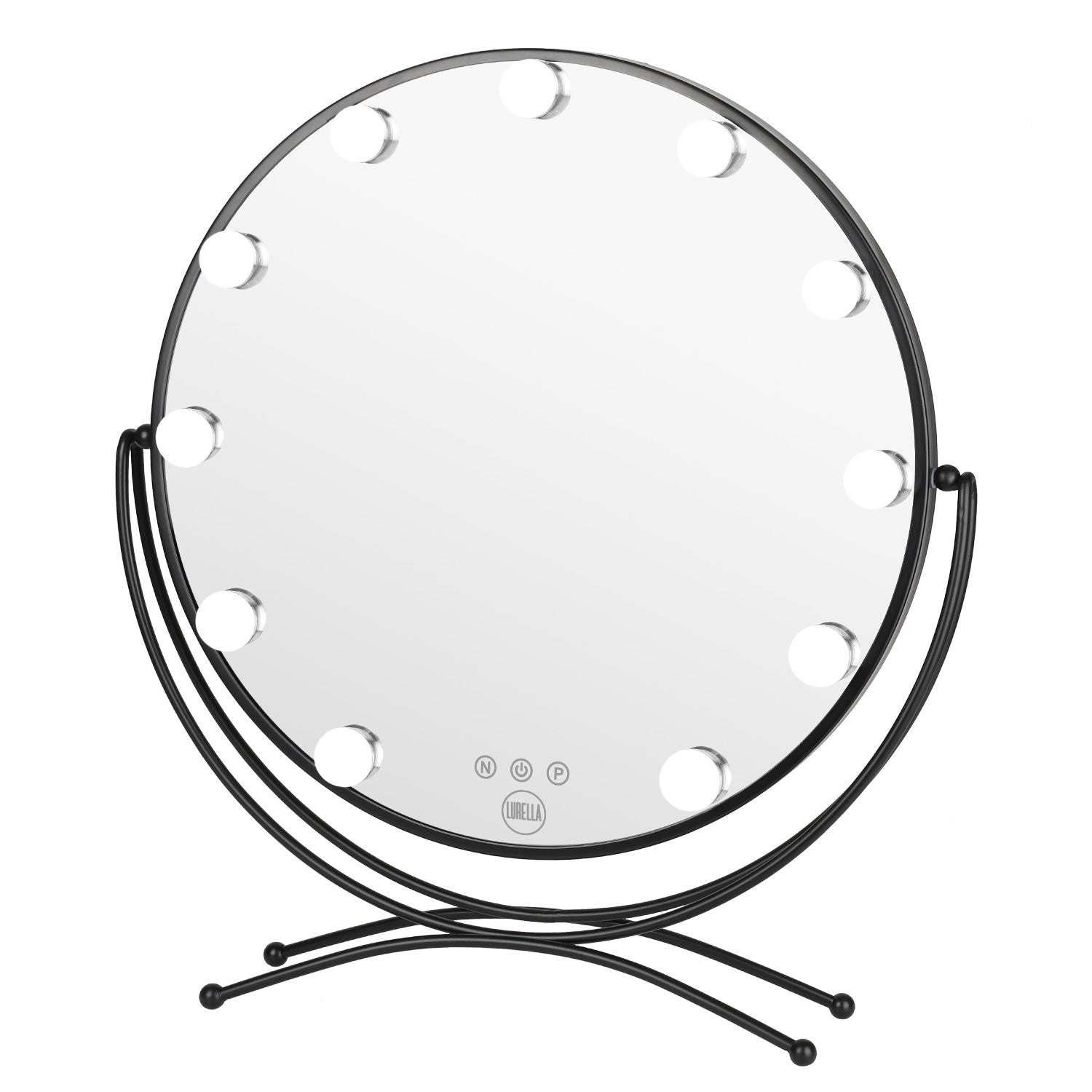 11-Light Round Vanity Mirror with Hollywood Style Bulbs - Jet Black Finish for Makeup, Grooming & Dressing Room Decor