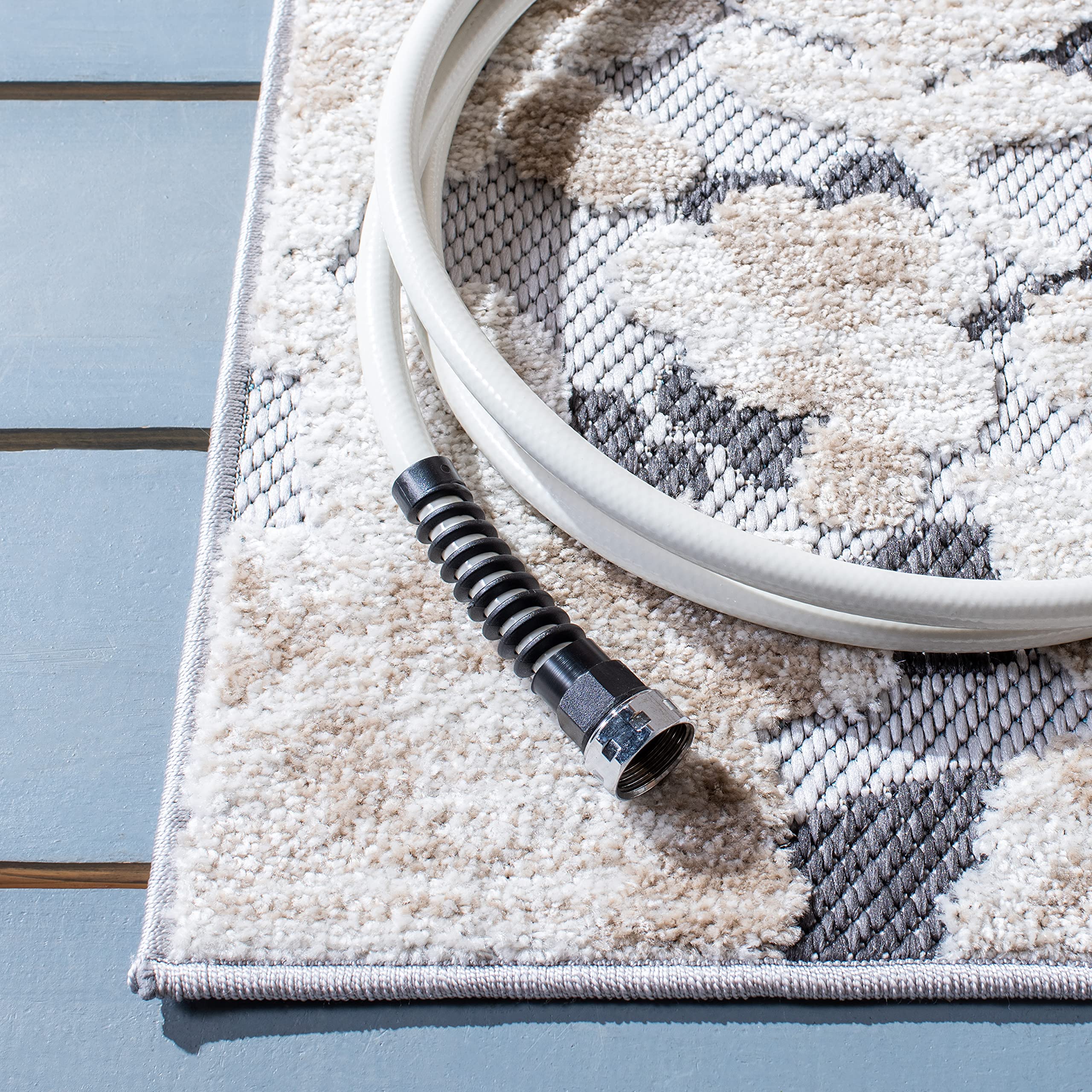 SAFAVIEH Cabana Collection 8' x 10' Ivory & Charcoal Area Rug - Non-Shedding, Easy Care, Stain Resistant for High Traffic Areas - Perfect for Living Room, Bedroom, Dining Room Decor (CBN672A) | Boho Chic Home Design & Cozy Interior Styling