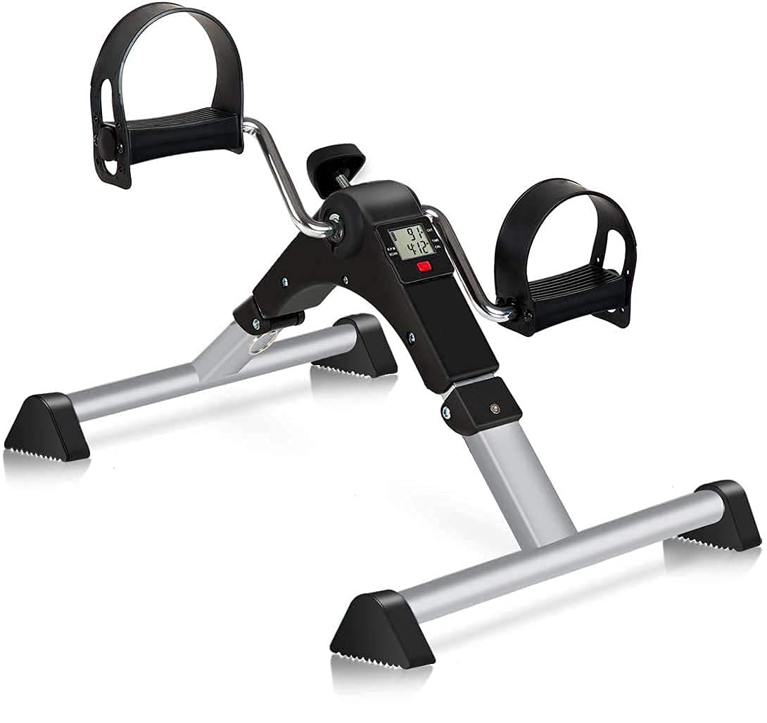 TABEKE Under Desk Bike Pedal Exerciser - Portable Folding Stationary Bike for Arm & Leg Workout - Home Office Fitness Equipment for Sitting Exercise & Physical Therapy