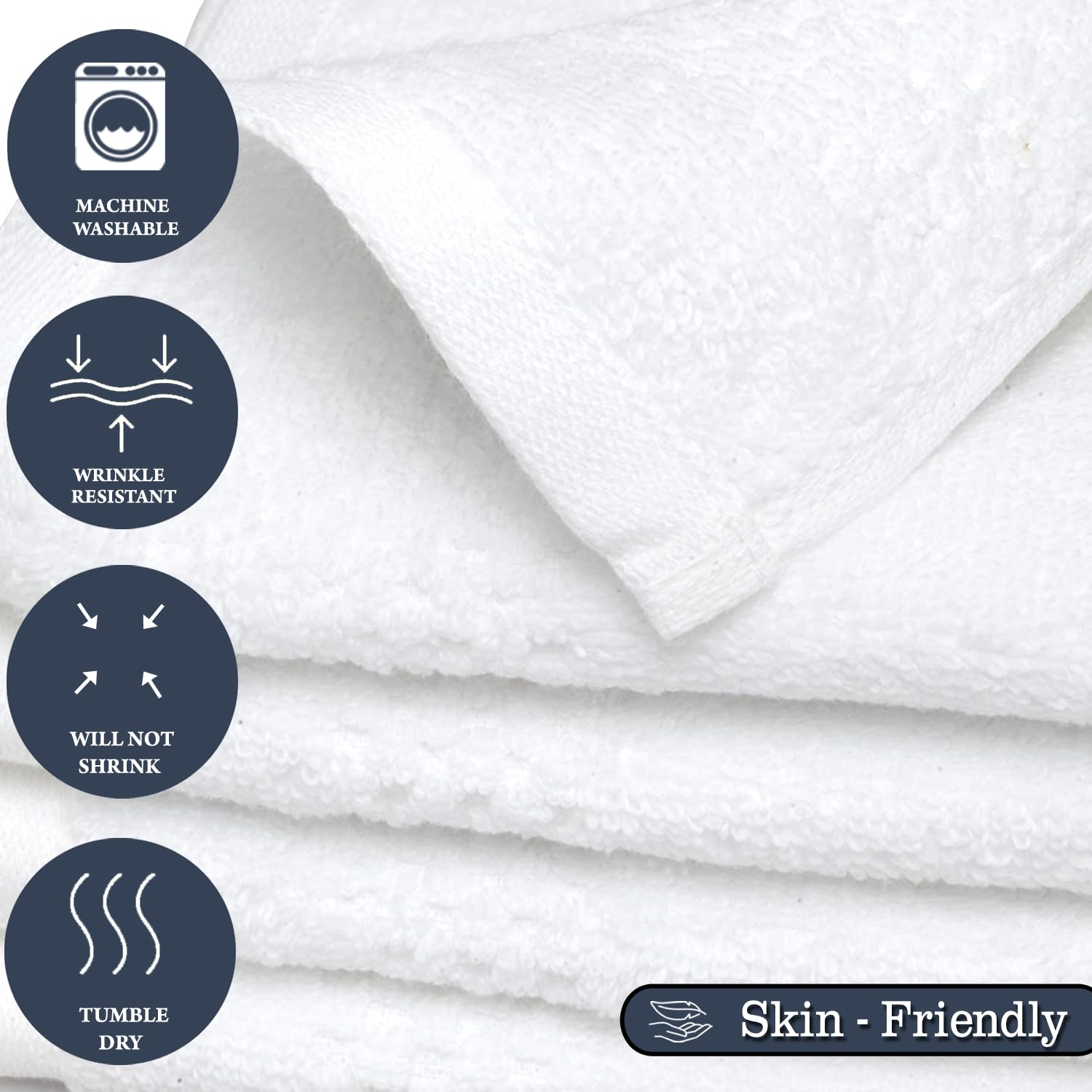 Premium 500 GSM Cotton Face Towels - 13x13 Inch Set of 4, Soft & Absorbent White Bath Towels for Spa, Gym & Luxury Skincare Routine | FRESH FROM LOOM