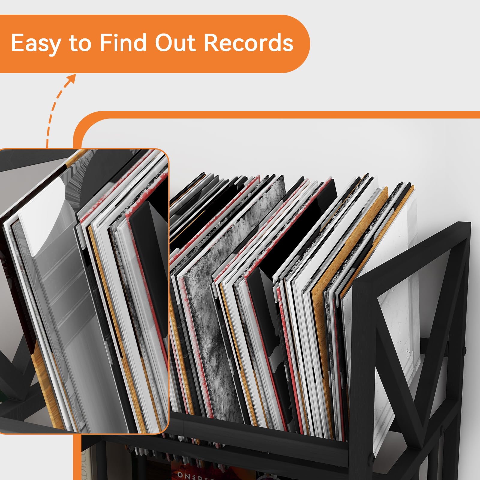 Adjustable 3-Tier Record Player Stand with LED Lighting & USB Charging Station - Holds 240 Vinyl Albums, Turntable Shelf with Speaker Space - Perfect for Living Room Music Setup & Vinyl Record Storage