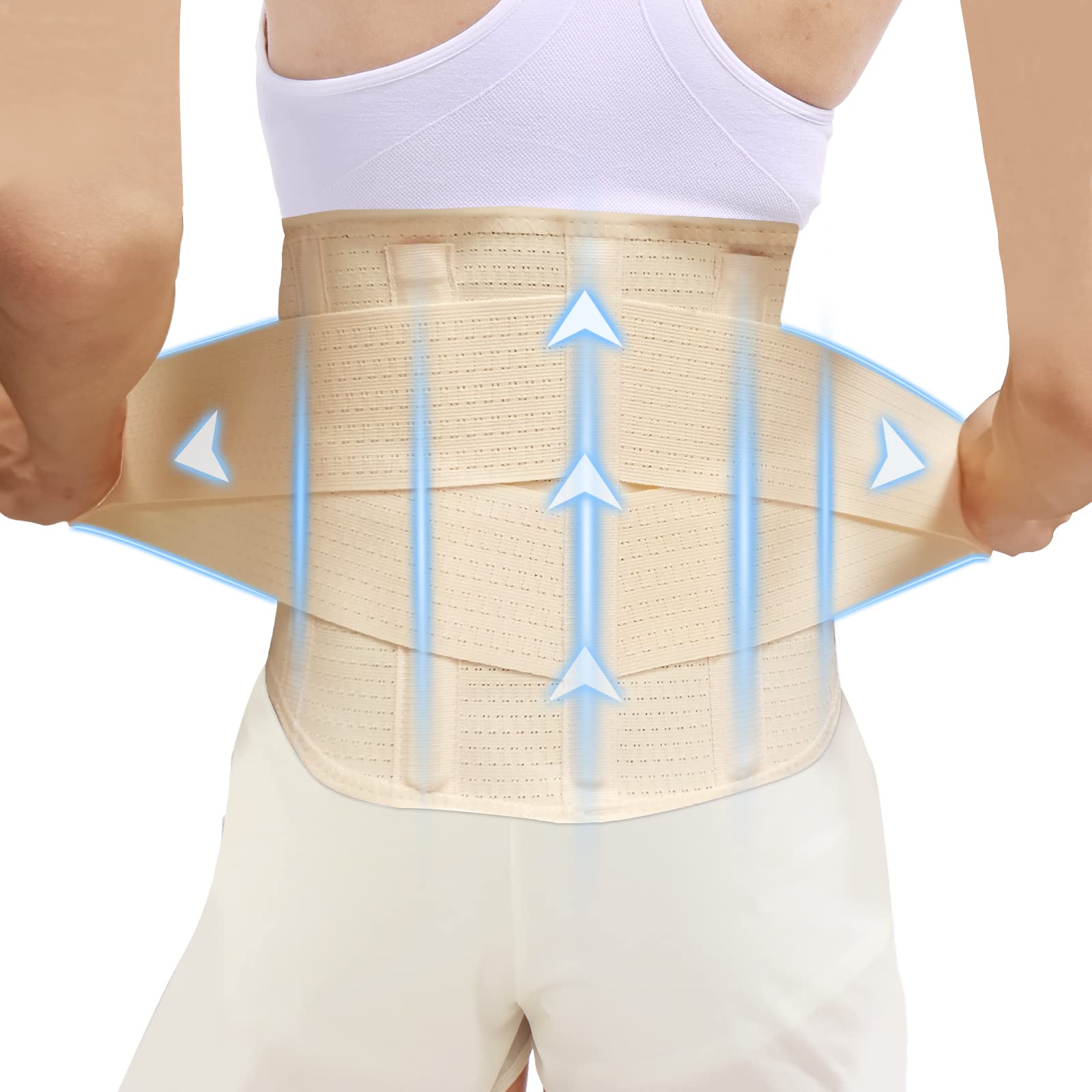 Breathable Mesh Back Brace for Men & Women - Immediate Pain Relief for Herniated Disc, Sciatica & Scoliosis - Adjustable Lumbar Support Belt with 7 Stays - Anti-Slip Design for Work, Office & Daily Activities (X-Large)