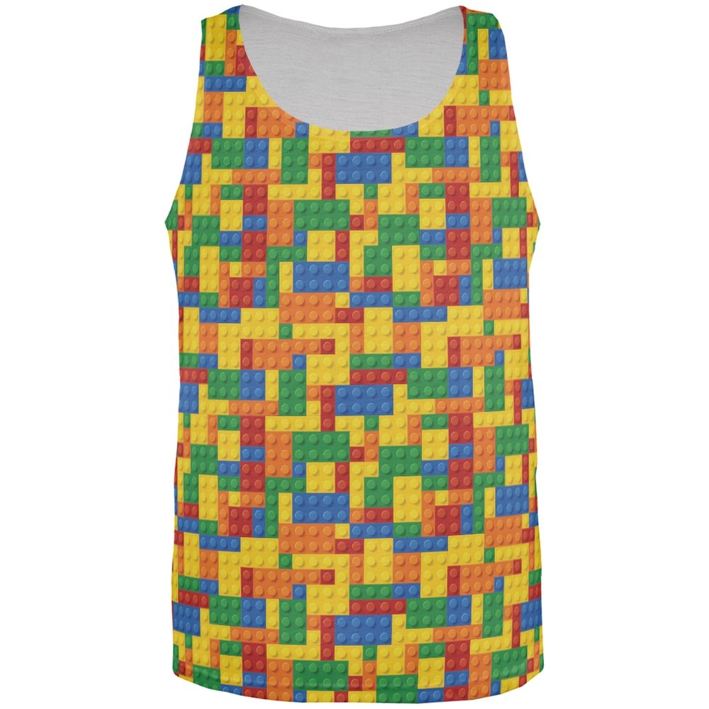 Old Glory Patriotic Building Blocks Print Adult Tank Top - X-Large Multi Color | Perfect for 4th of July, BBQ Parties & Summer Casual Wear