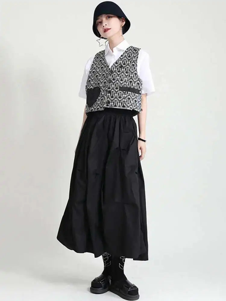 Black Stretchy High Waist Ruched Midi Skirt for Women - Casual Bodycon Skirt with Elastic Waistband - Trendy Spring Summer 2025 Fashion - Perfect for Office, Date Night & Weekend Outings