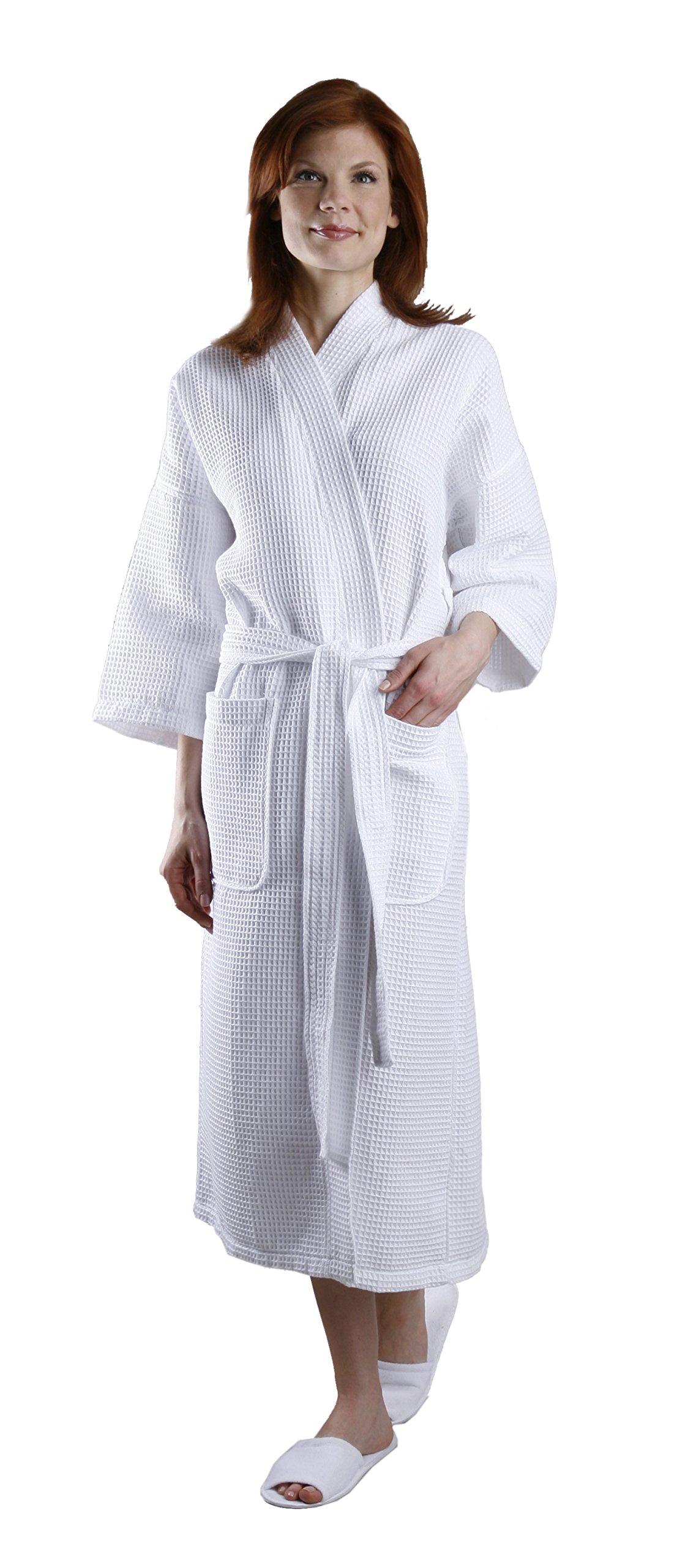 Luxury MONARCH Square Waffle Spa Kimono Robe - Ultra Soft Hotel Bathrobe for Women & Men | Perfect for Spa, Bath, Poolside & Relaxation at Home | Cypress Color