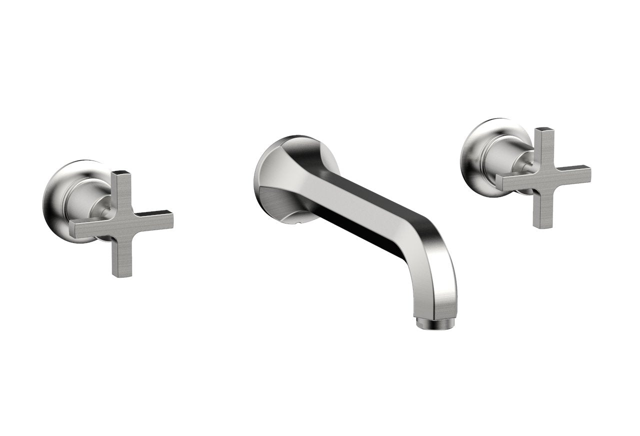 HEX MODERN Wall Tub Faucet Set with Cross Handles - Model 501 56 - Perfect for Bathroom Renovation and Modern Home Decor