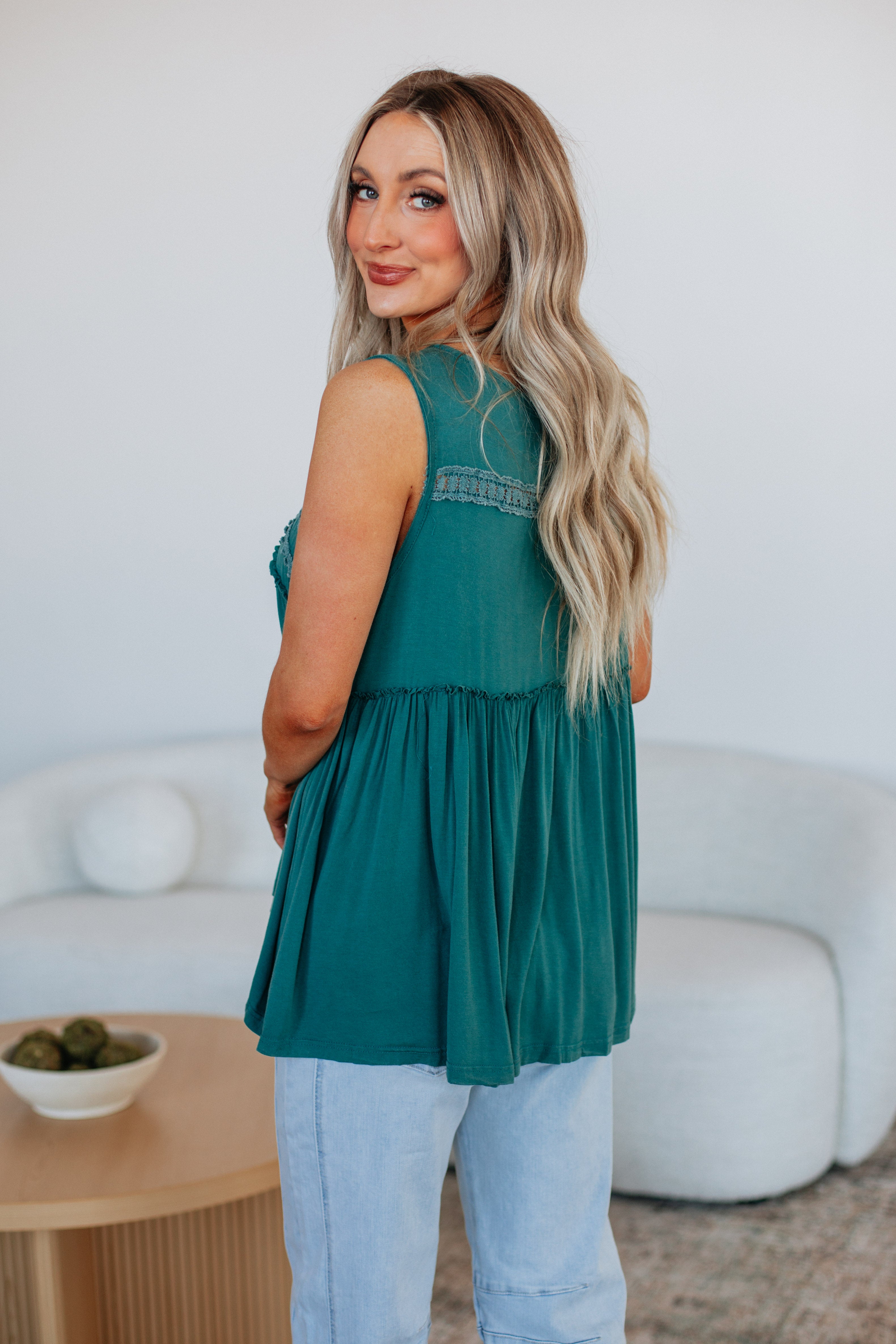 Dovile Babydoll Tank Top for Women - Peacock Print Lace Trim Sleepwear & Loungewear - Perfect for Sleep, Relaxing at Home, and Romantic Nights