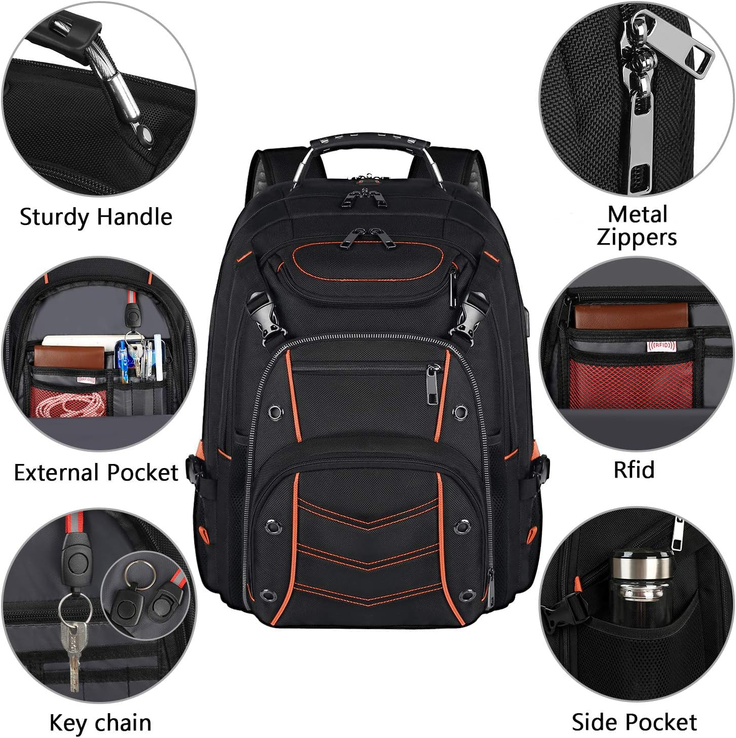 VECKUSON 18.4 Inch Large Laptop Backpack for Men - 55L Extra Big Gaming Backpack with USB Charging Port, TSA Approved Flight Friendly & RFID Anti-Theft Pockets - Perfect for Travel, Work & College Students