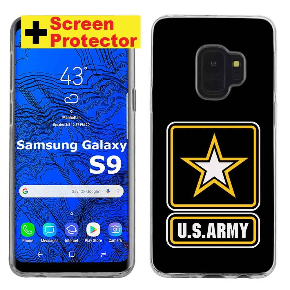 NakedShield Ultra Slim TPU Case for Samsung Galaxy S9 - Clear Army Print with Screen Protector | Perfect for Outdoor & Military Use