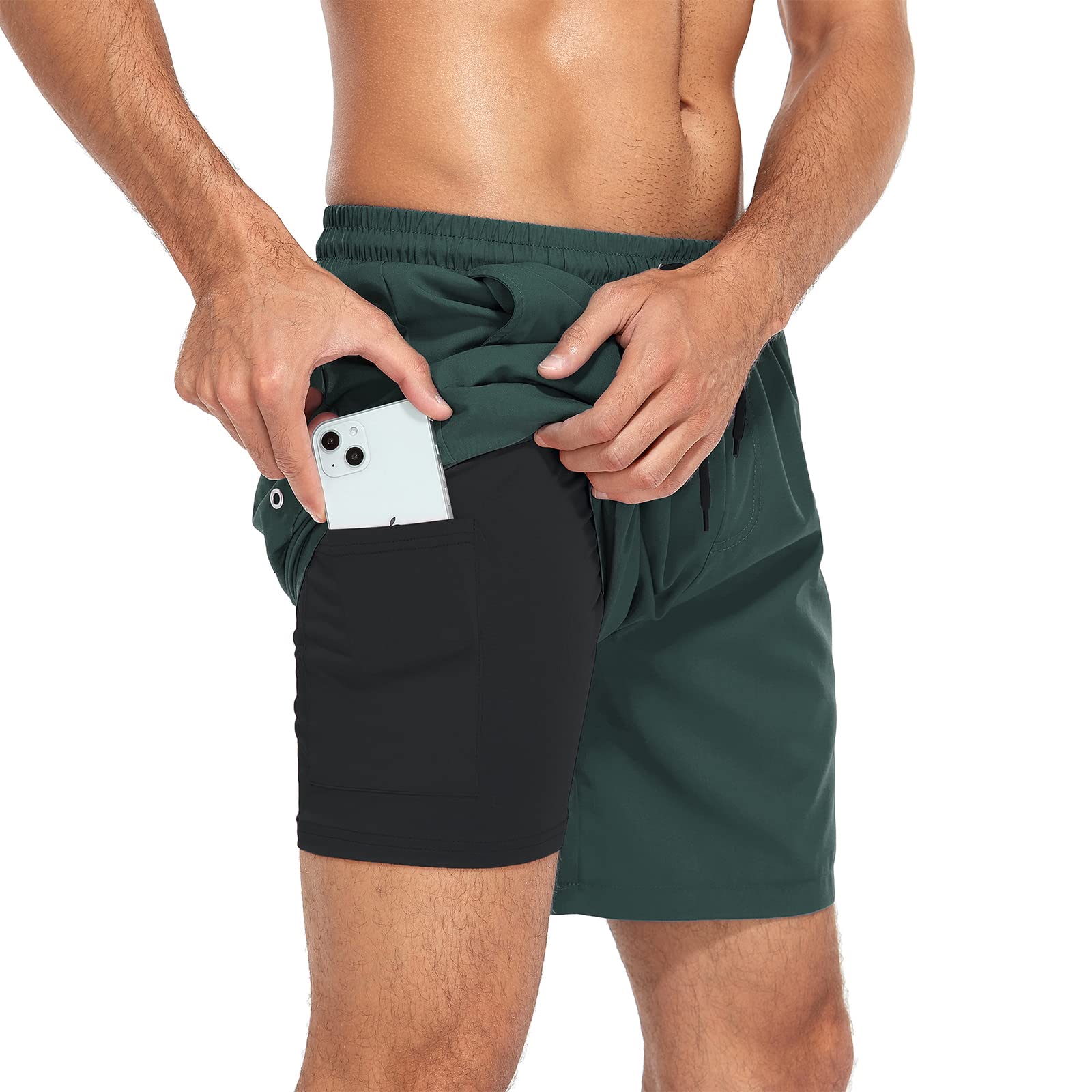 Men's Quick Dry Swim Trunks with Compression Liner & Pockets - Beach & Pool Wear
