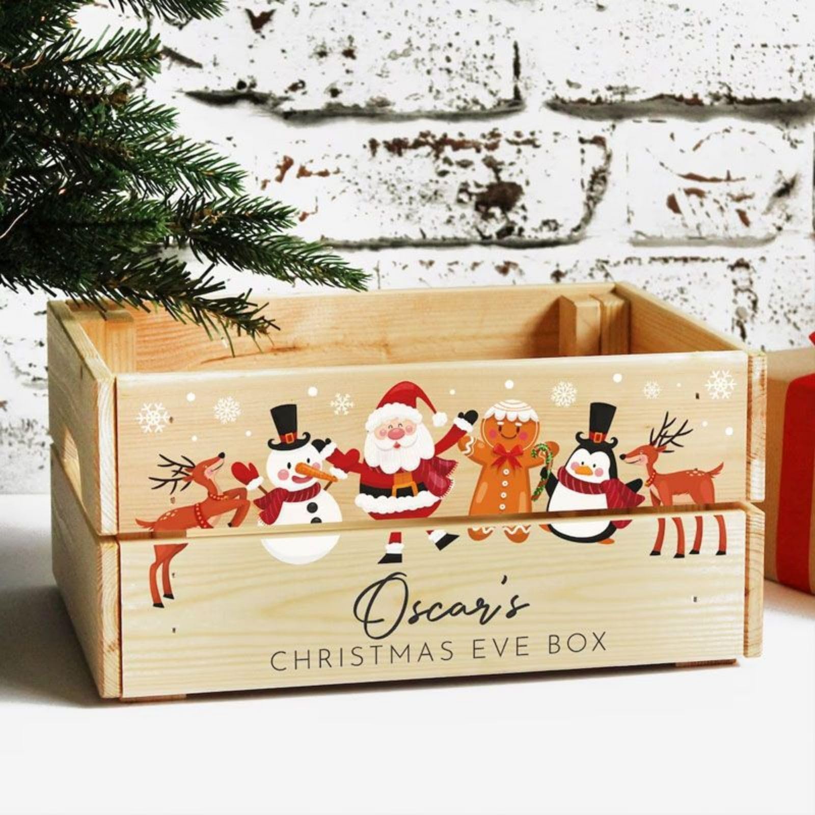 Personalized Wooden Christmas Eve Crate - Custom Christmas Gift Box for Kids & Family | Holiday Decor, Present Storage & Festive Keepsake Box